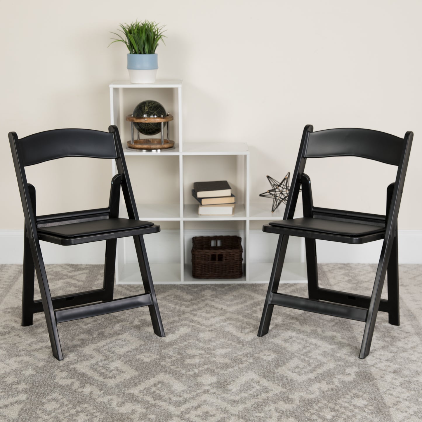 Folding Chair Black Resin 2-LE-L-1-BLACK-GG