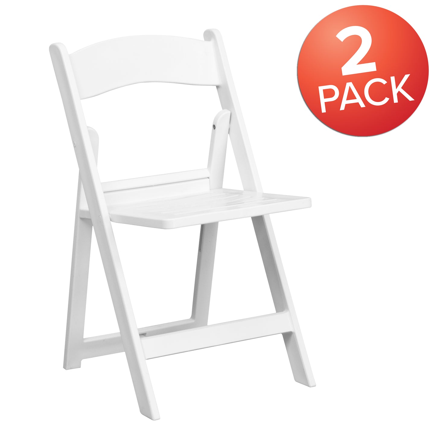 White Resin Folding Chair 2-LE-L-1-WH-SLAT-GG