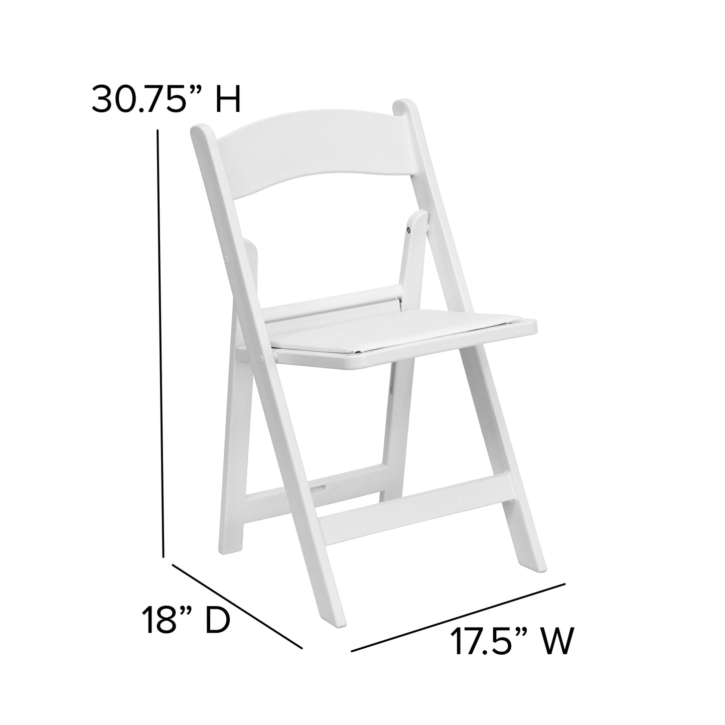 Folding Chair White Resin 2-LE-L-1-WHITE-GG