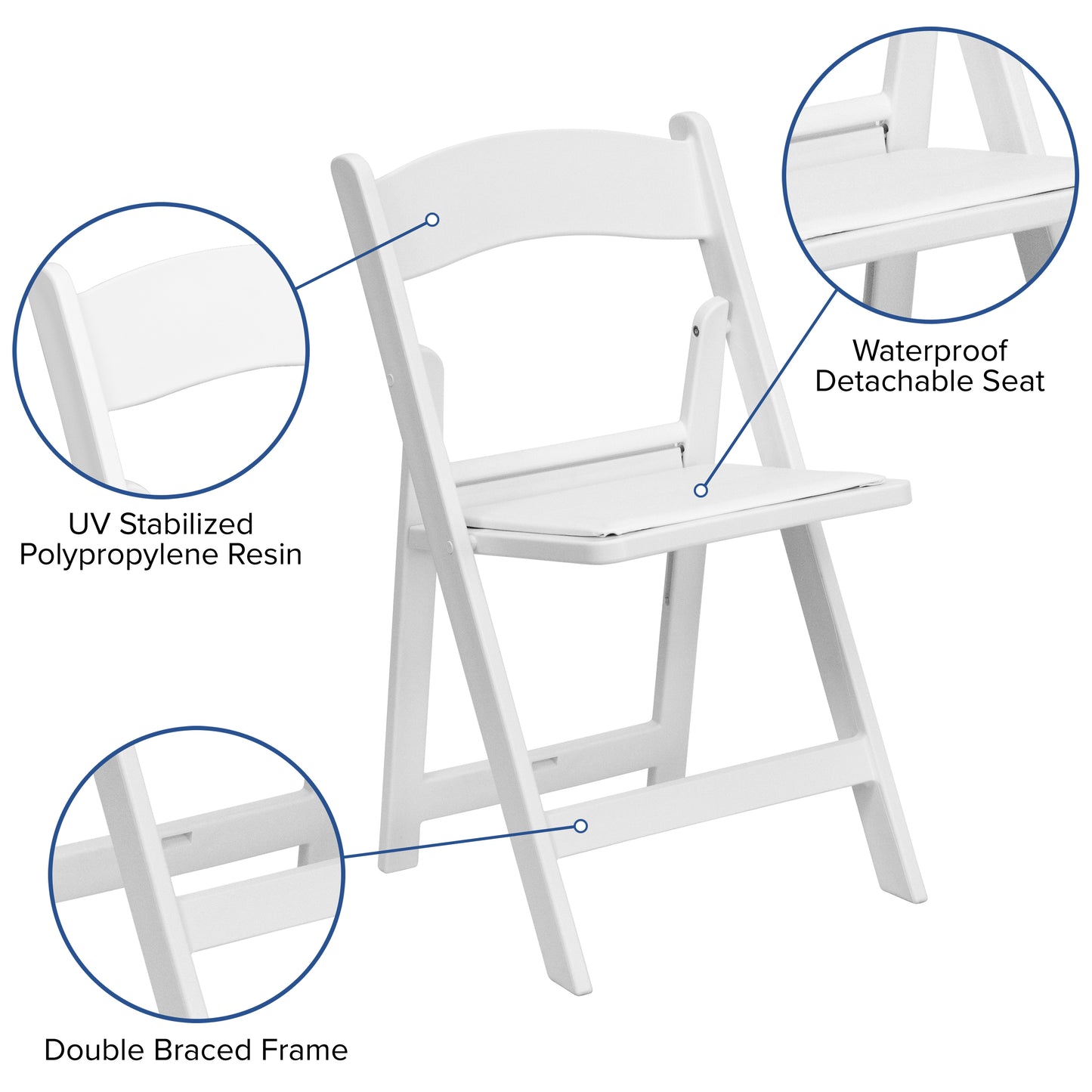 Folding Chair White Resin 2-LE-L-1-WHITE-GG