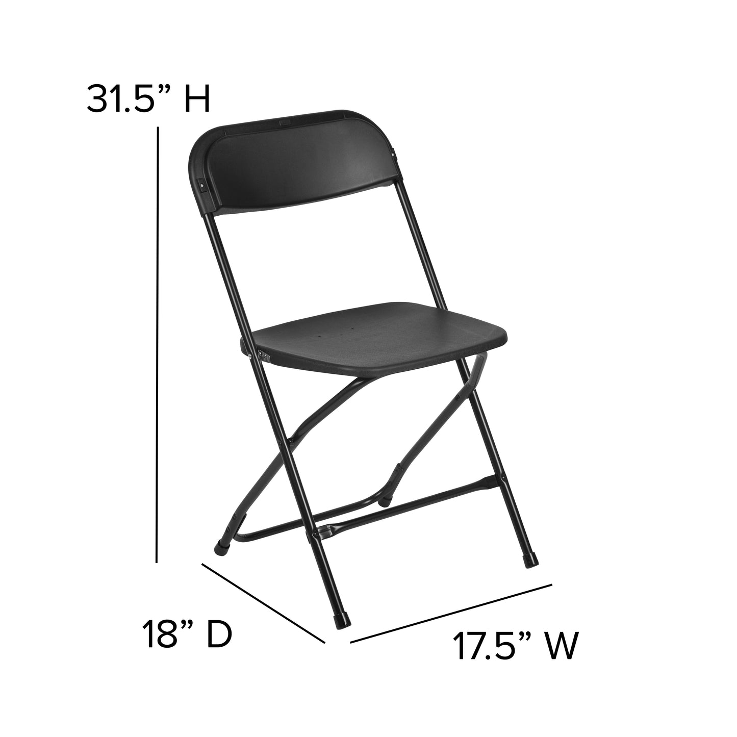 Black Plastic Folding Chair 2-LE-L-3-BK-GG