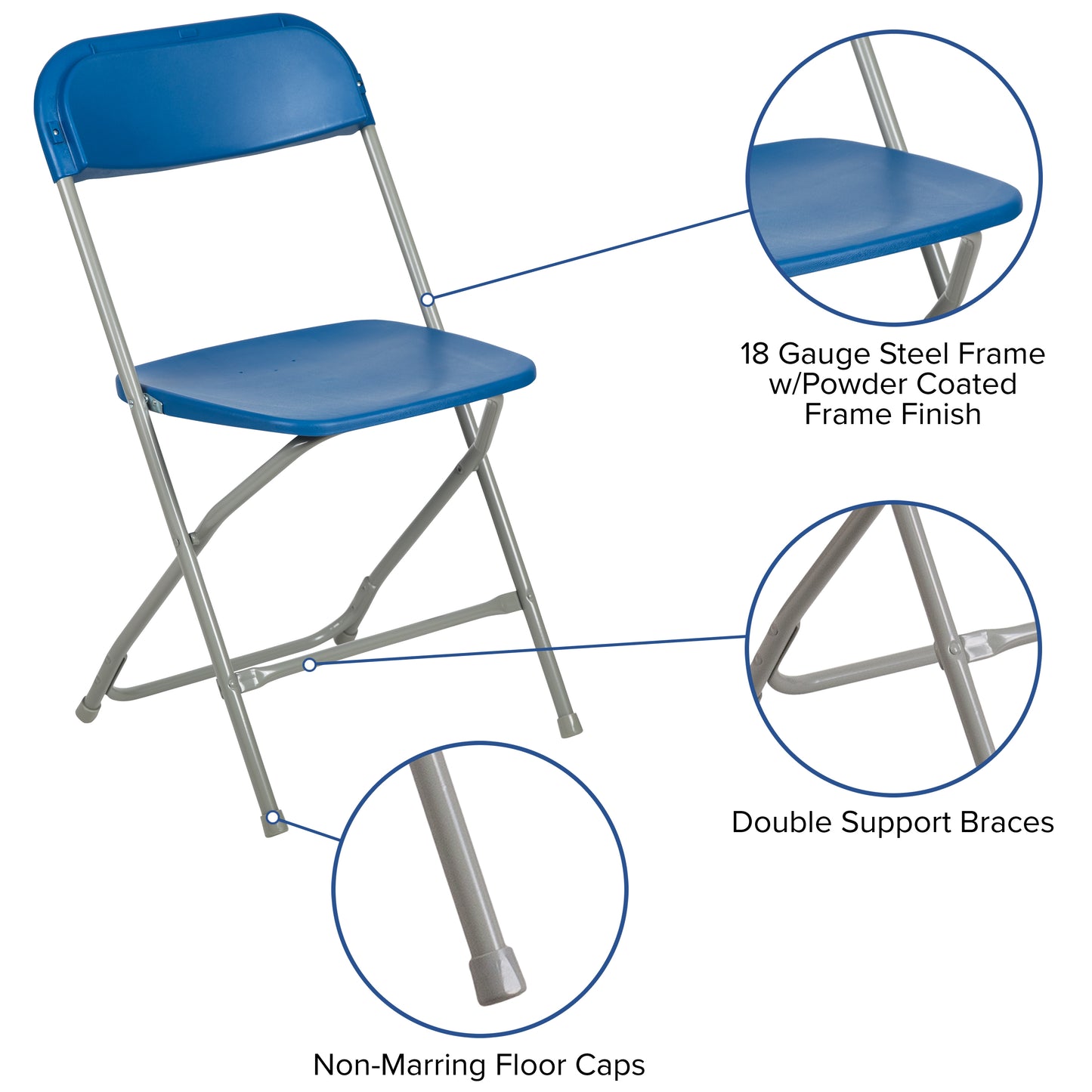 Blue Plastic Folding Chair 2-LE-L-3-BLUE-GG