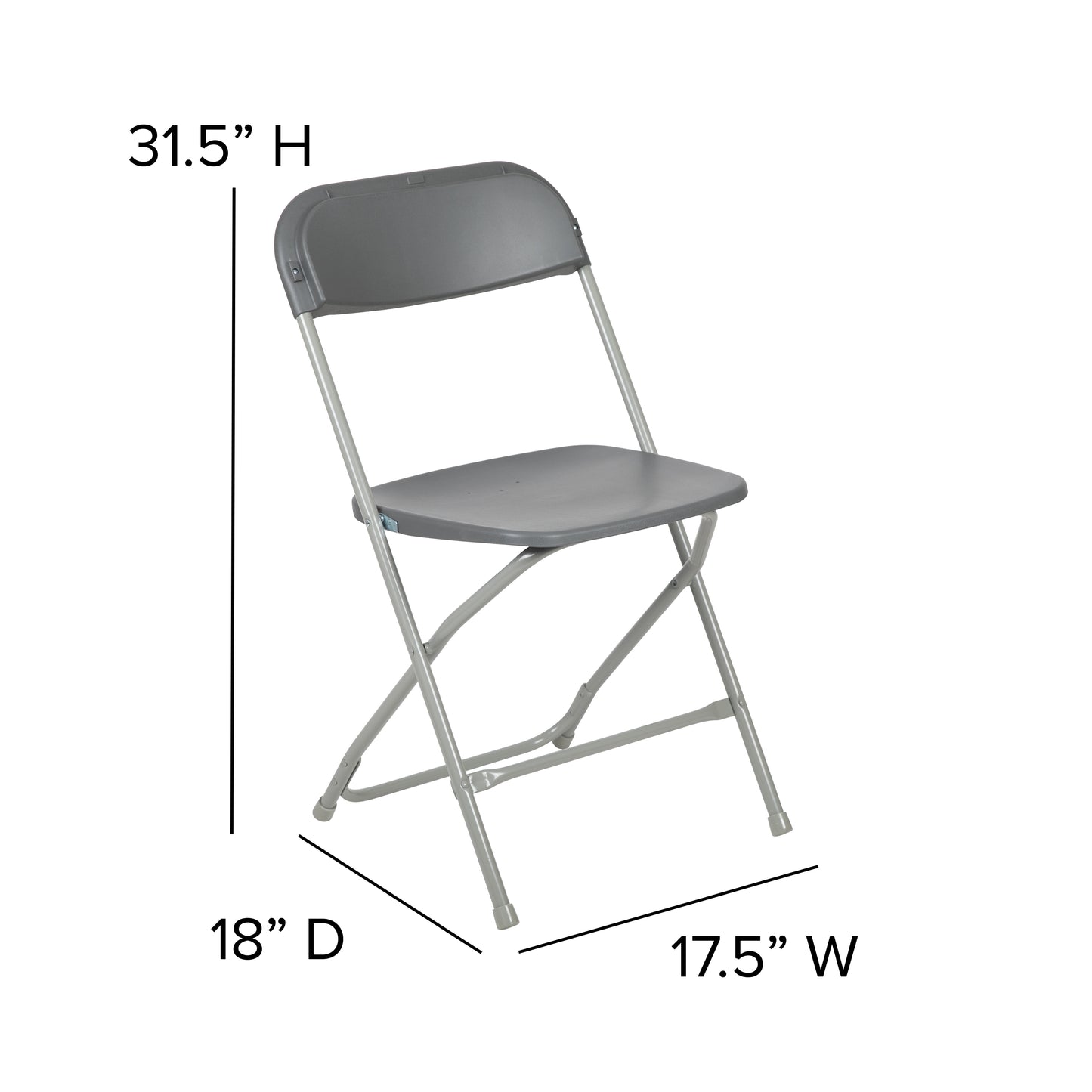 Grey Plastic Folding Chair 2-LE-L-3-GREY-GG