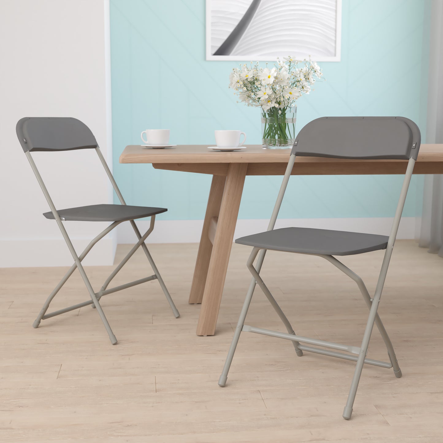 Grey Plastic Folding Chair 2-LE-L-3-GREY-GG