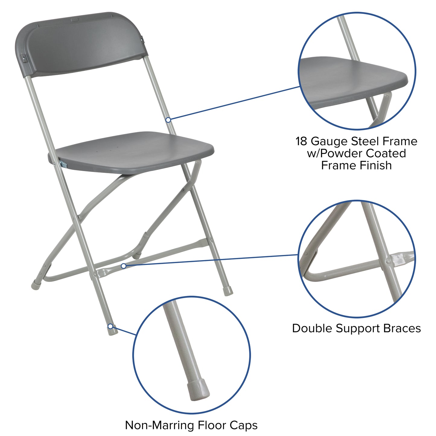 Grey Plastic Folding Chair 2-LE-L-3-GREY-GG