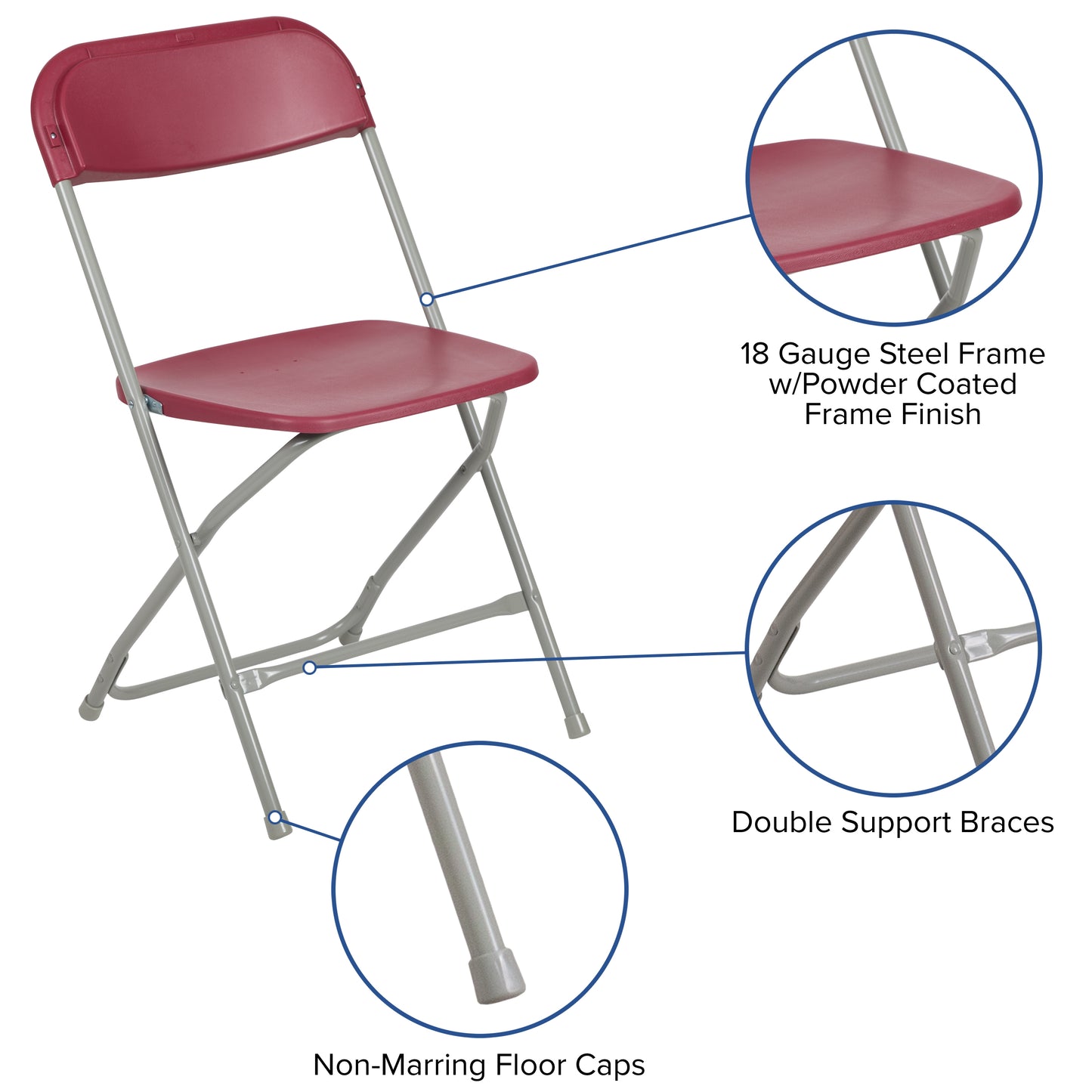 Red Plastic Folding Chair 2-LE-L-3-RED-GG