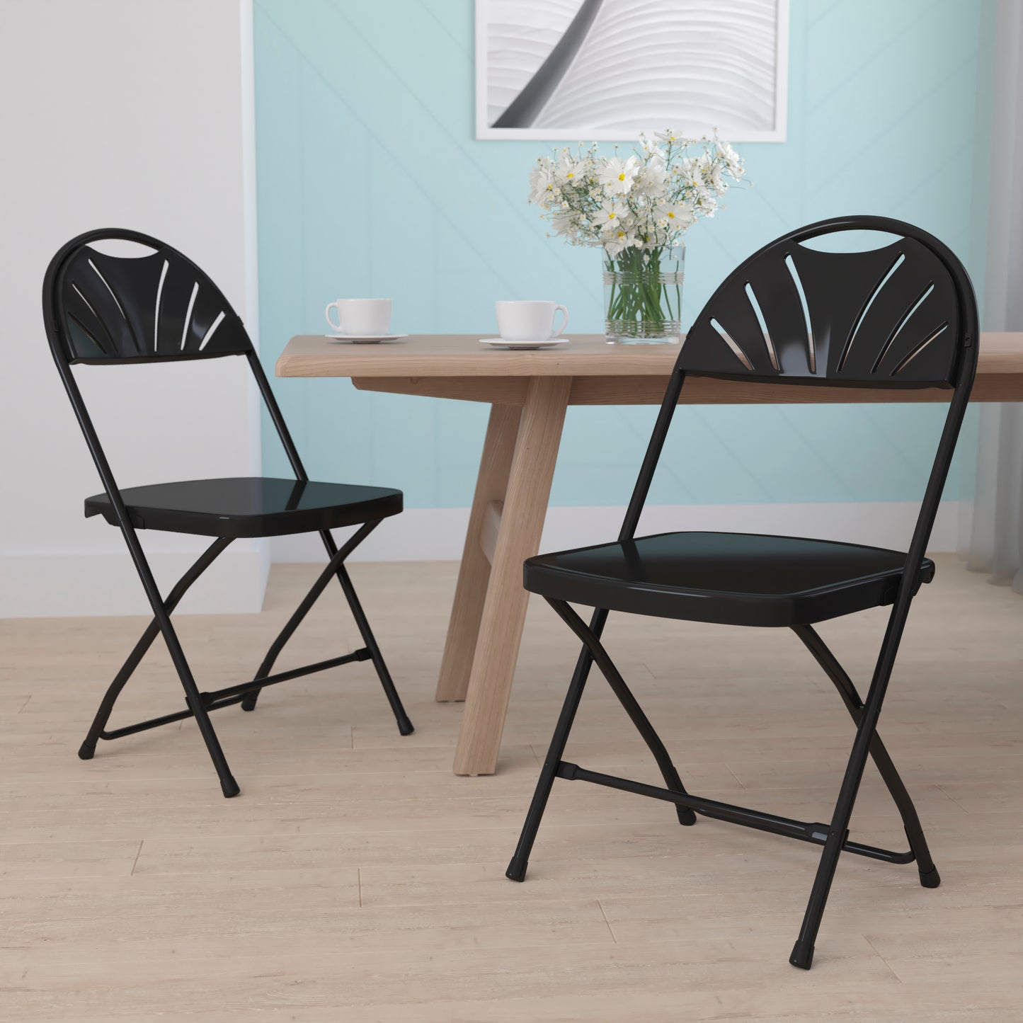 Black Plastic Folding Chair 2-LE-L-4-BK-GG