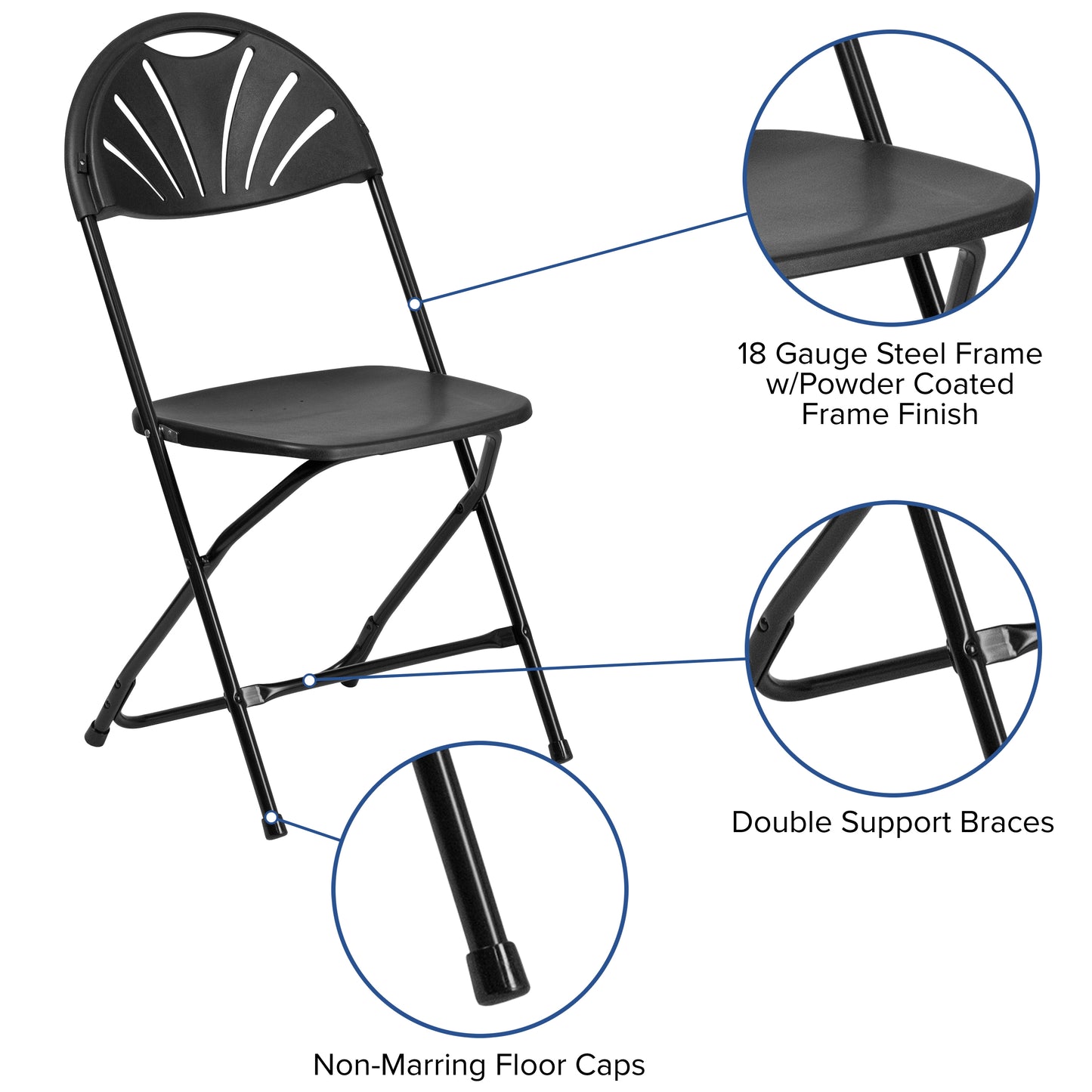 Black Plastic Folding Chair 2-LE-L-4-BK-GG