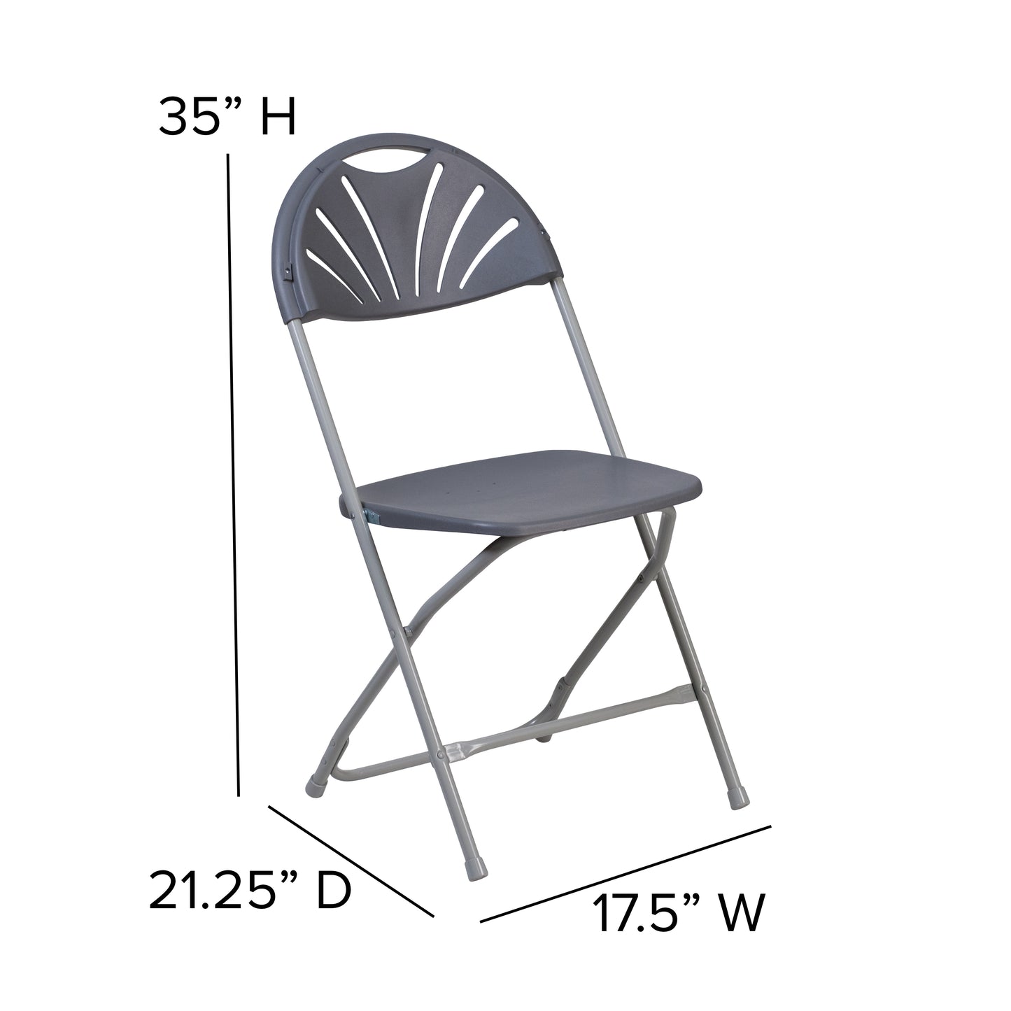 Charcoal Plastic Folding Chair 2-LE-L-4-CH-GG