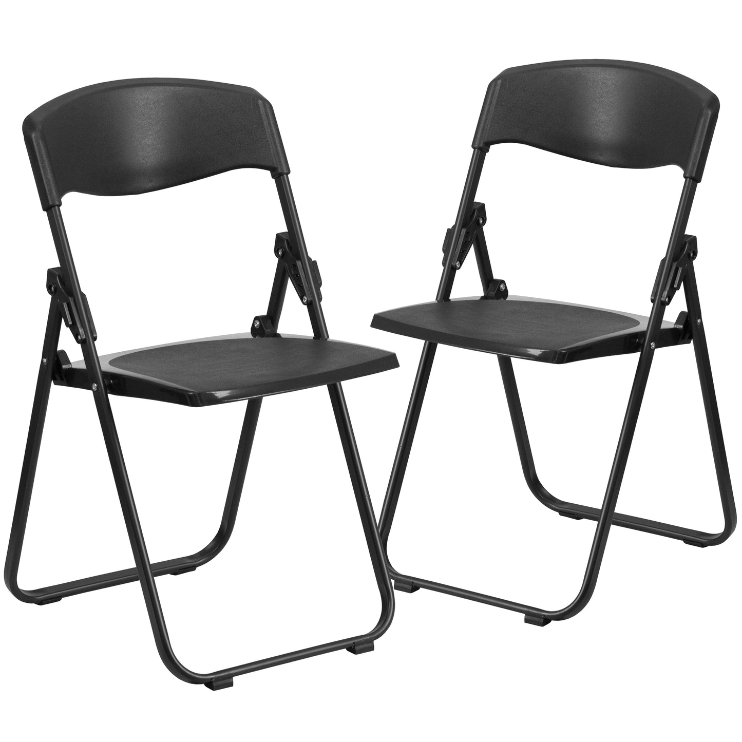 Black Plastic Folding Chair 2-RUT-I-BLACK-GG