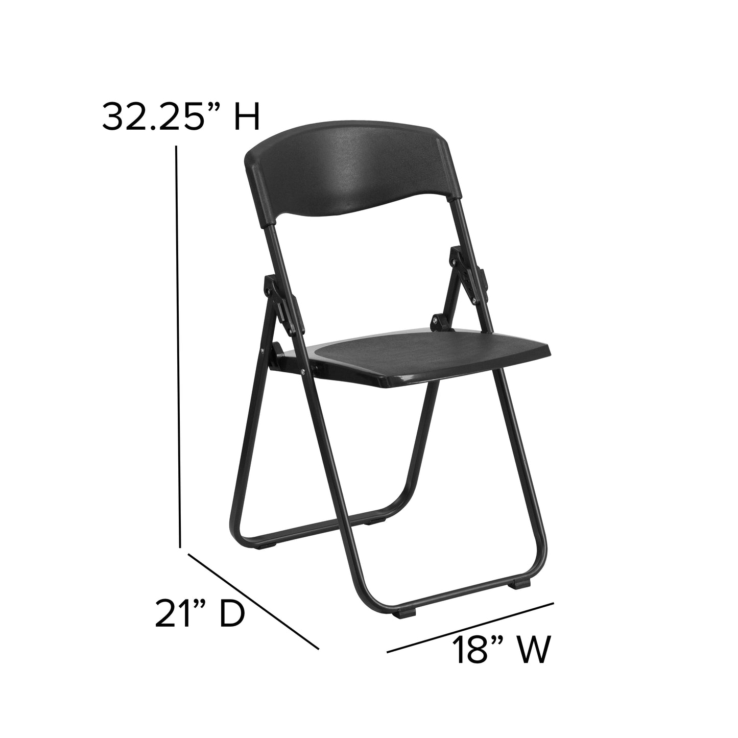 Black Plastic Folding Chair 2-RUT-I-BLACK-GG