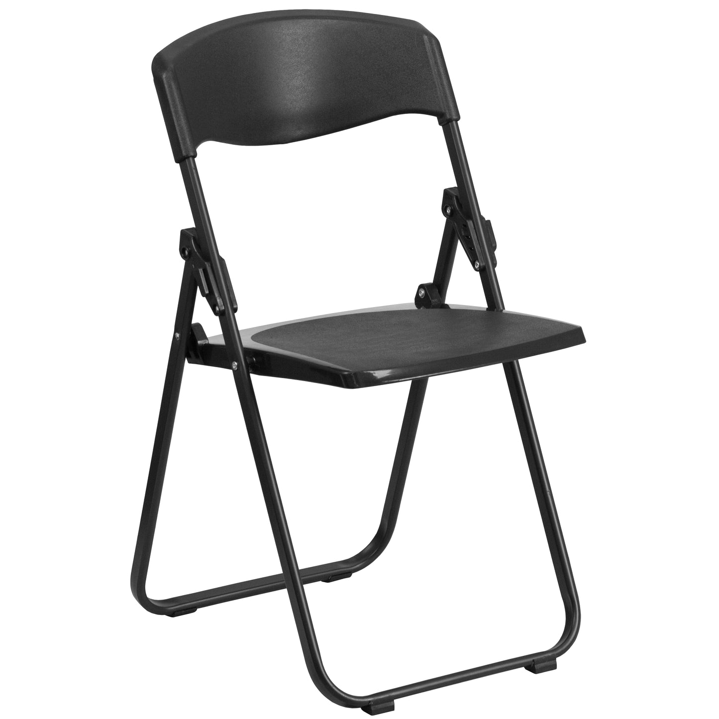 Black Plastic Folding Chair 2-RUT-I-BLACK-GG