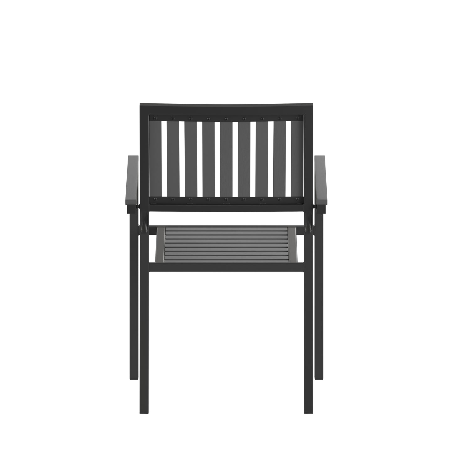 2PK Black Outdoor Patio Chairs 2-SB-A268C-BK-GG