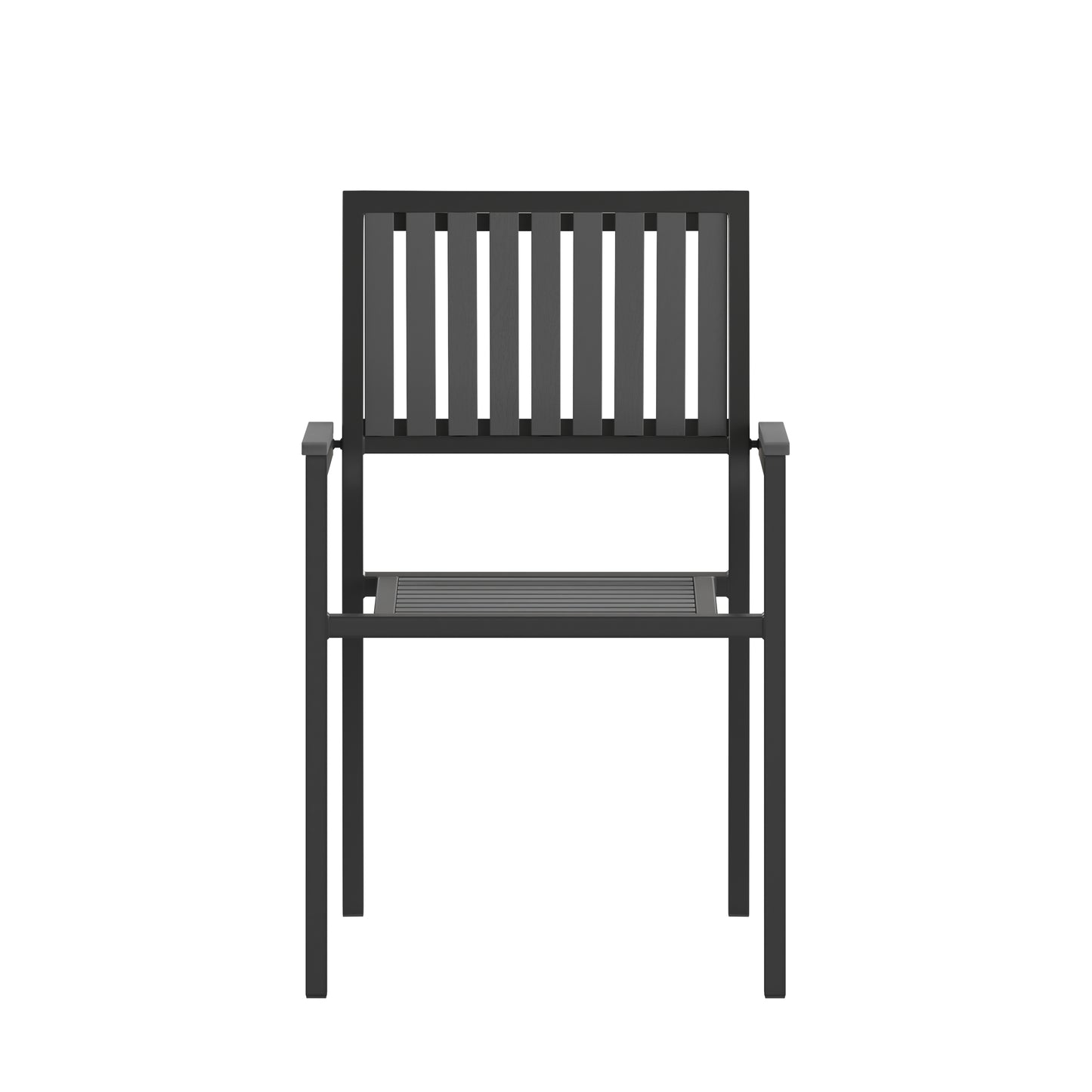 2PK Black Outdoor Patio Chairs 2-SB-A268C-BK-GG