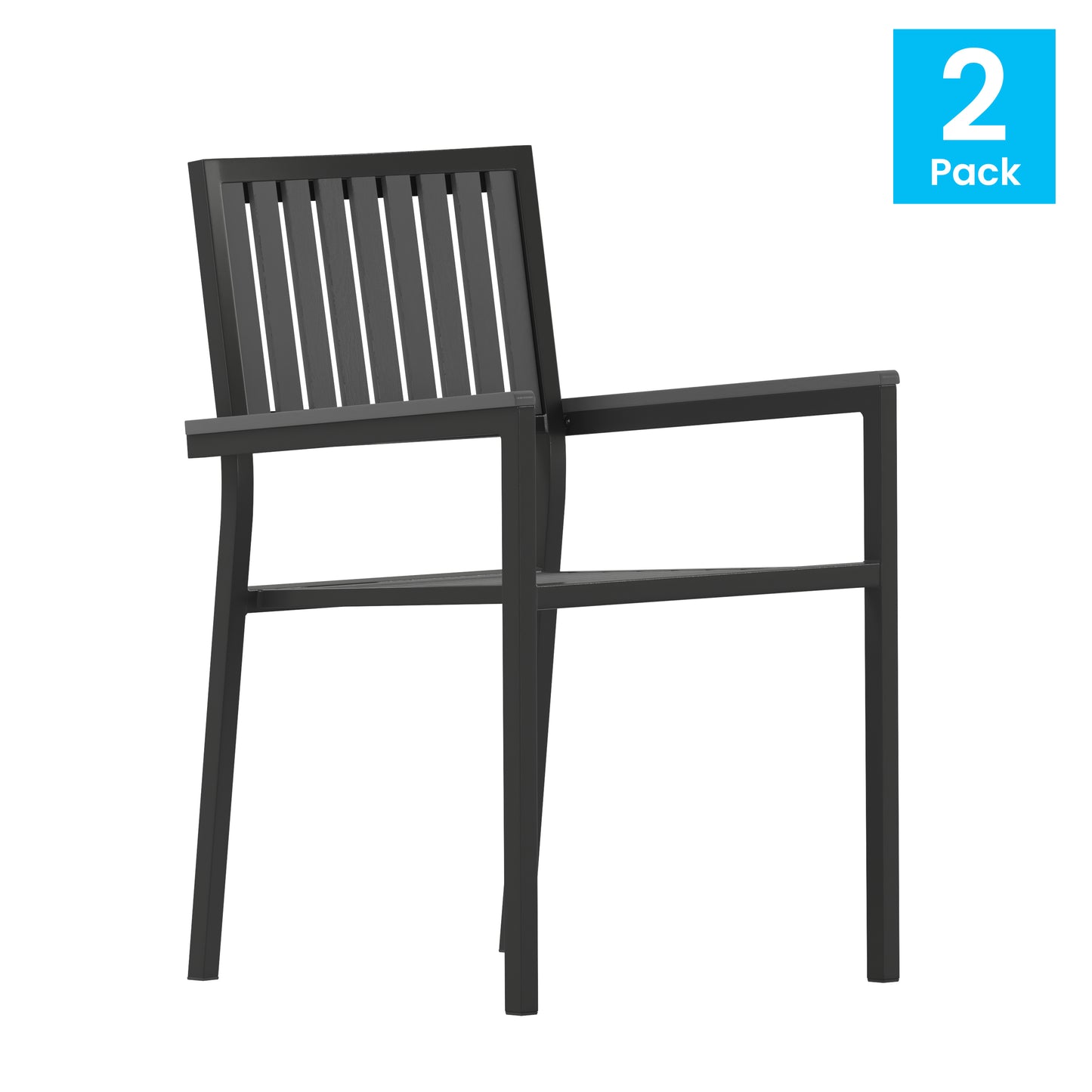 Set of 2 Commercial Grade Stackable Patio Club Chairs