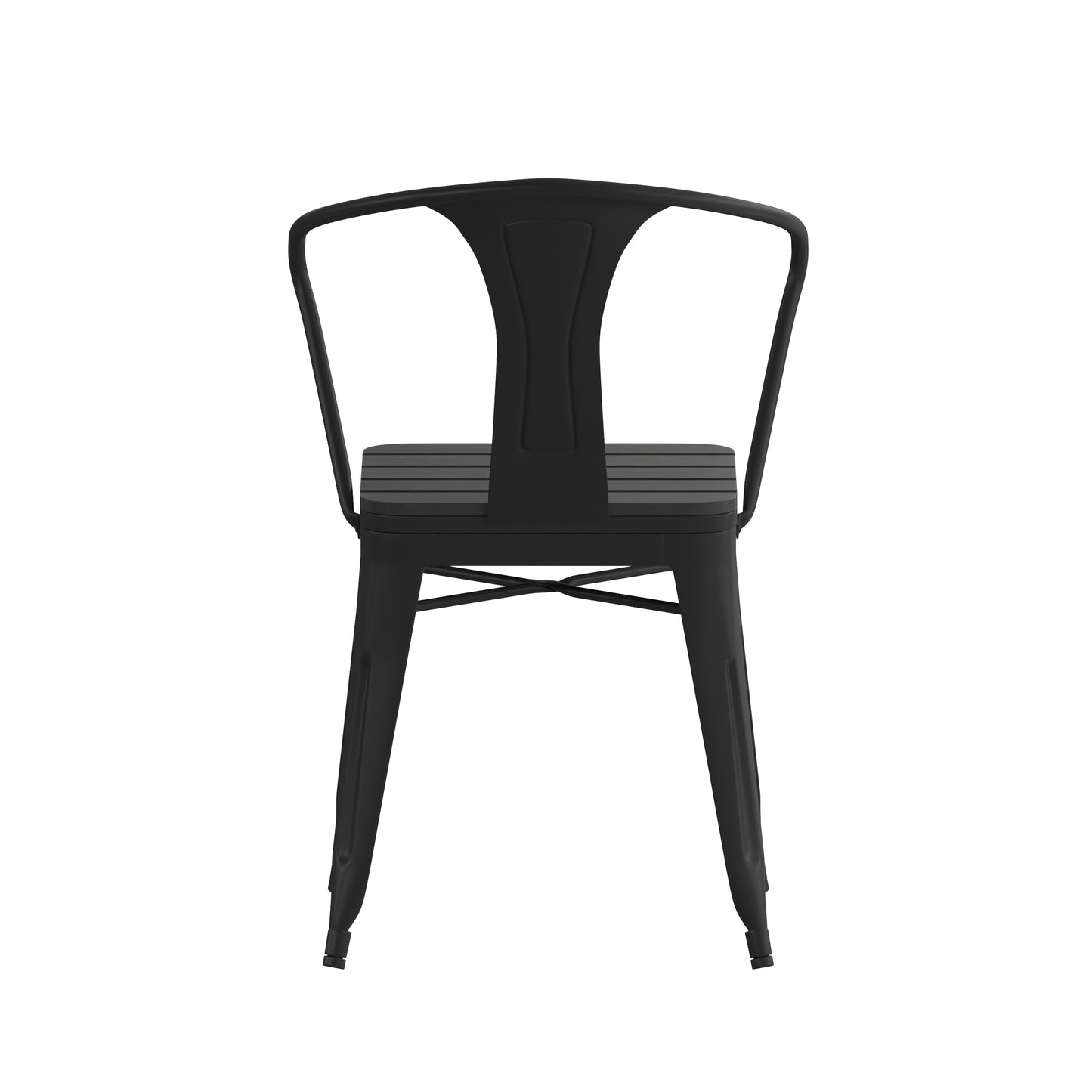 2PK Black Steel Patio Chairs 2-SB-T11C-BK-GG