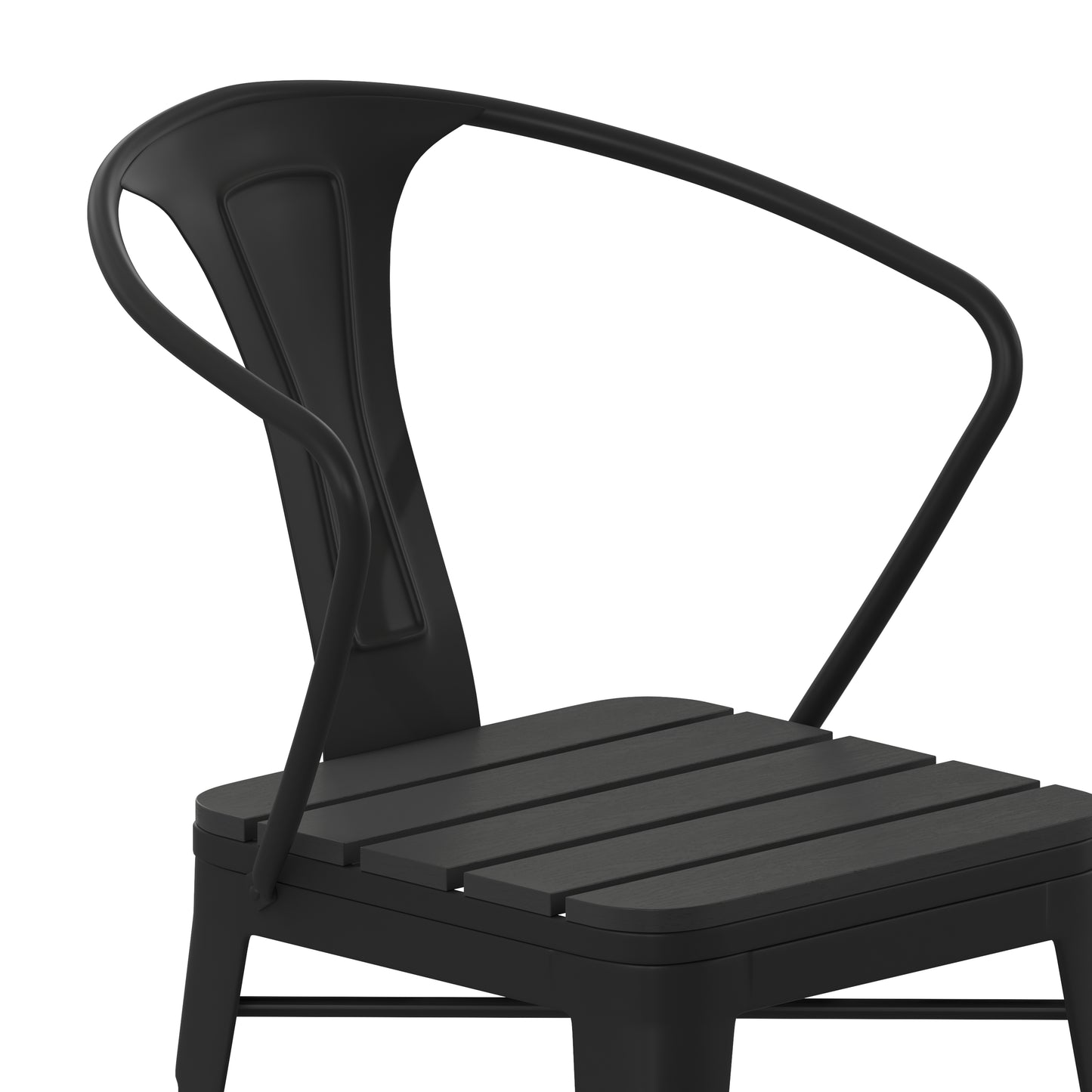 2PK Black Steel Patio Chairs 2-SB-T11C-BK-GG