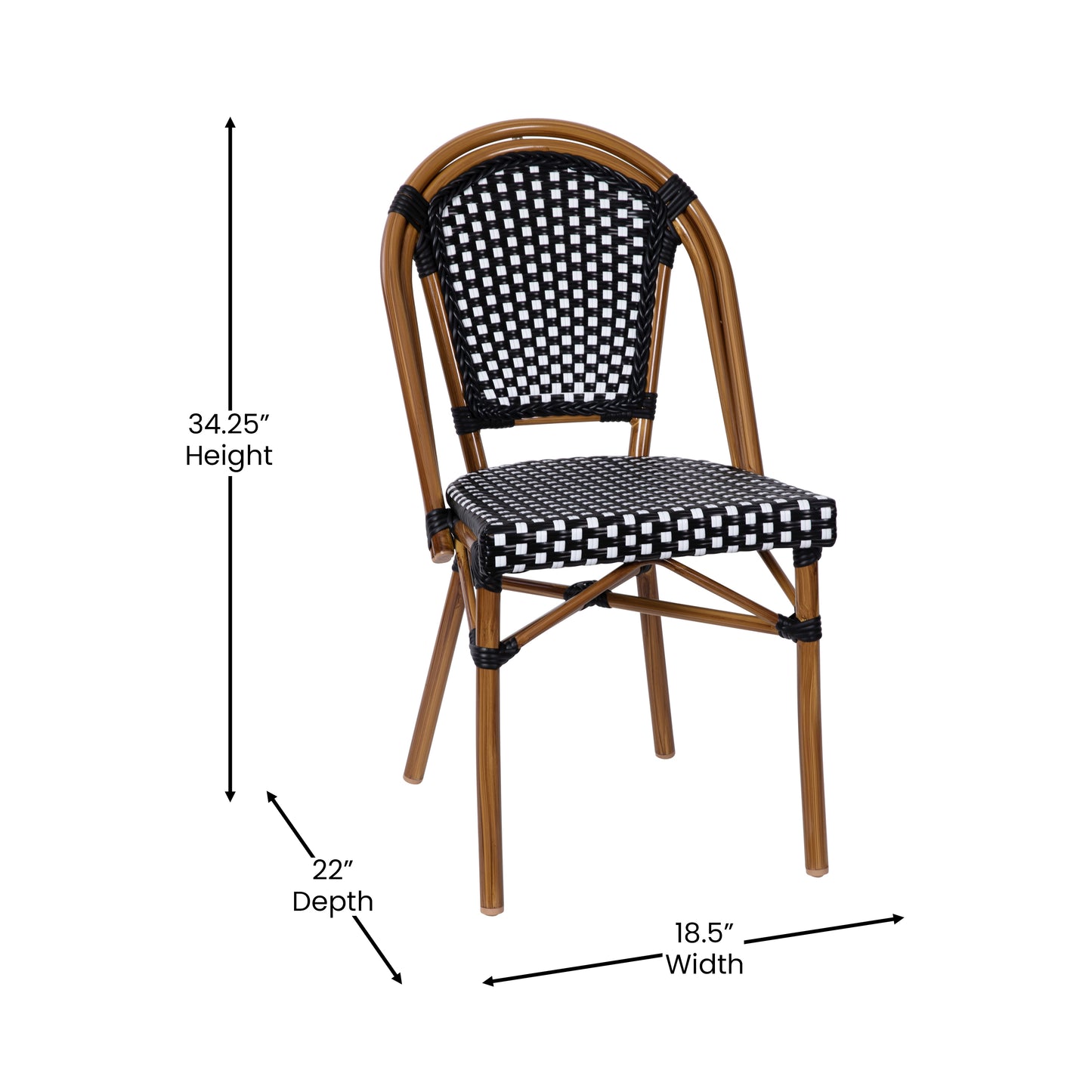 Classic Commercial Grade Indoor/Outdoor French Bistro Chair, Set of 2