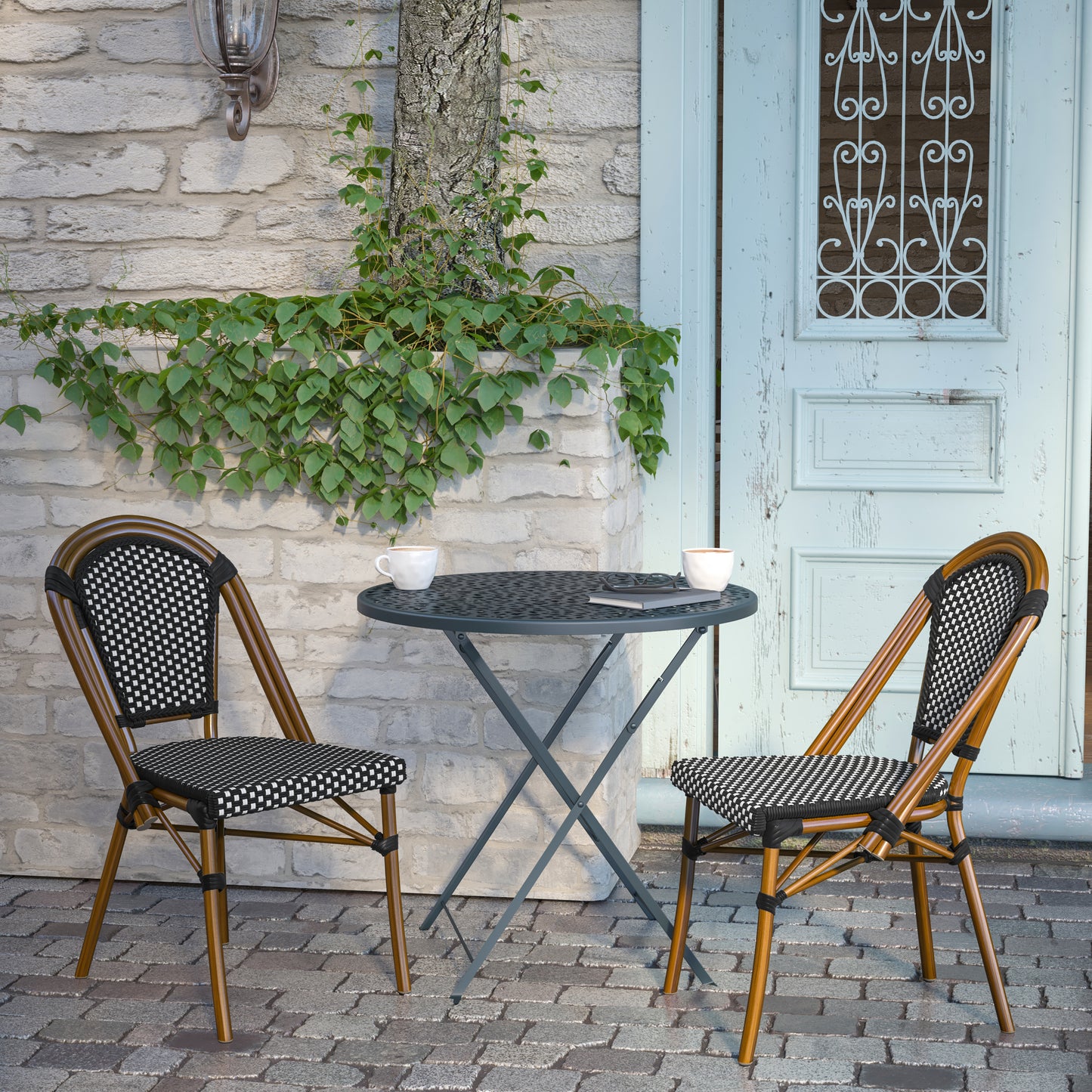 Classic Commercial Grade Indoor/Outdoor French Bistro Chair, Set of 2