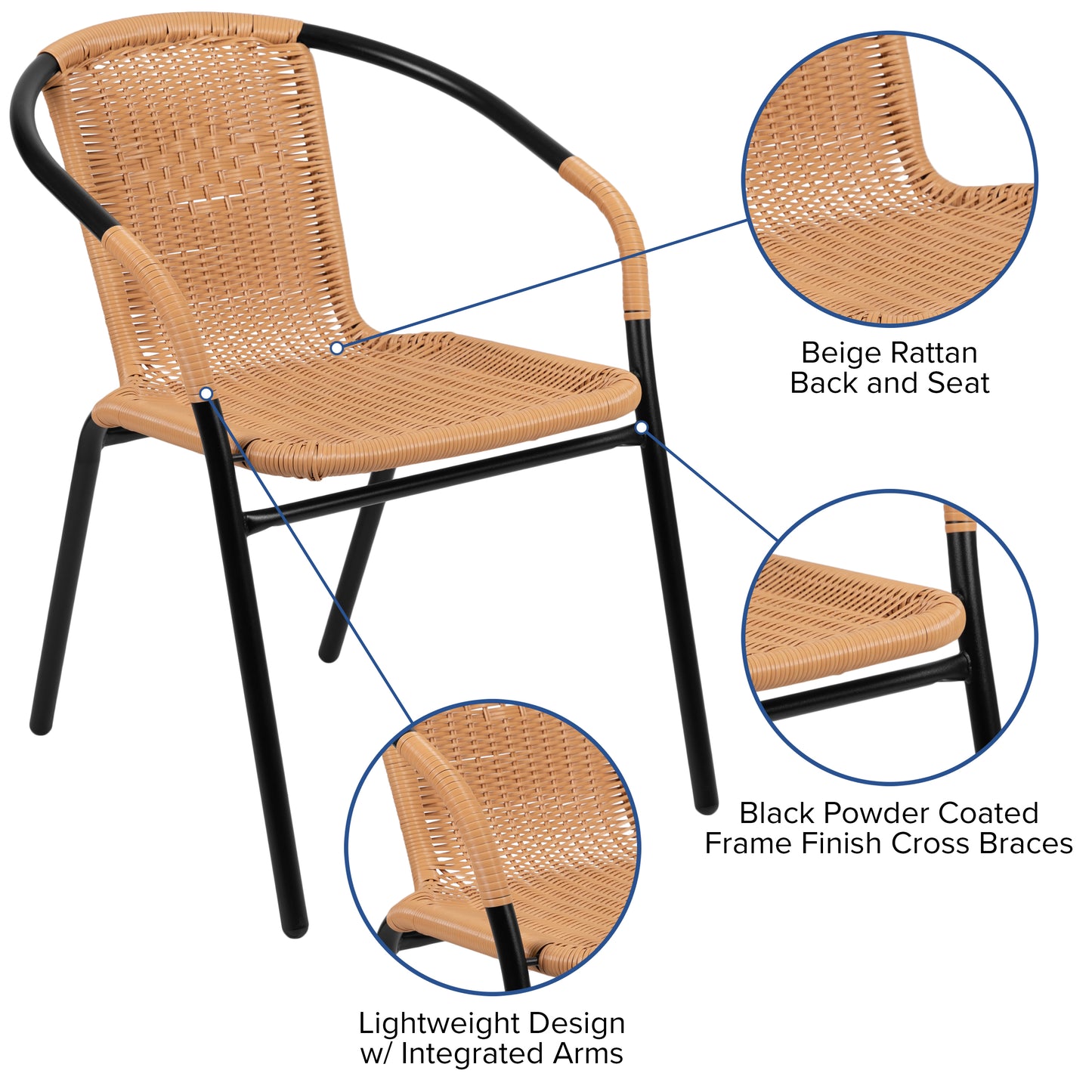 Set of 2 Contemporary Patio Chairs for Indoor and Outdoor Use