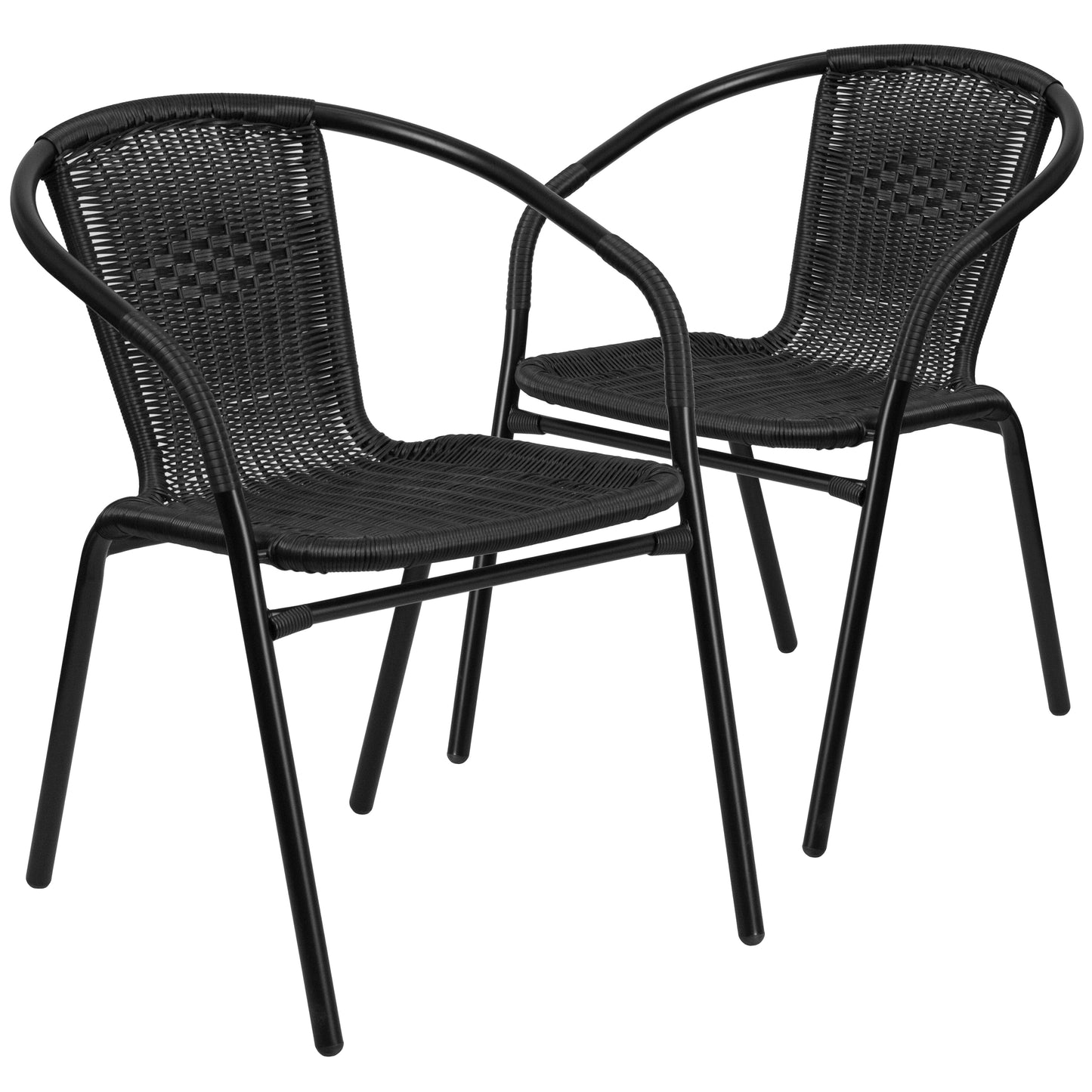 Black Rattan Stack Chair 2-TLH-037-BK-GG