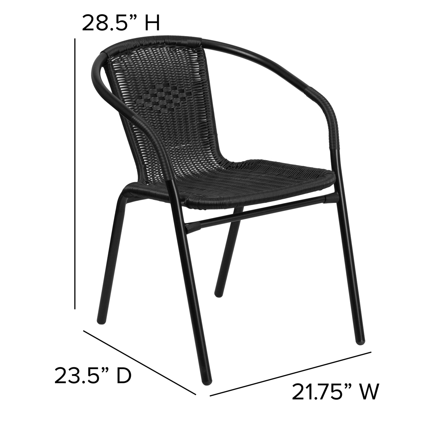 Black Rattan Stack Chair 2-TLH-037-BK-GG