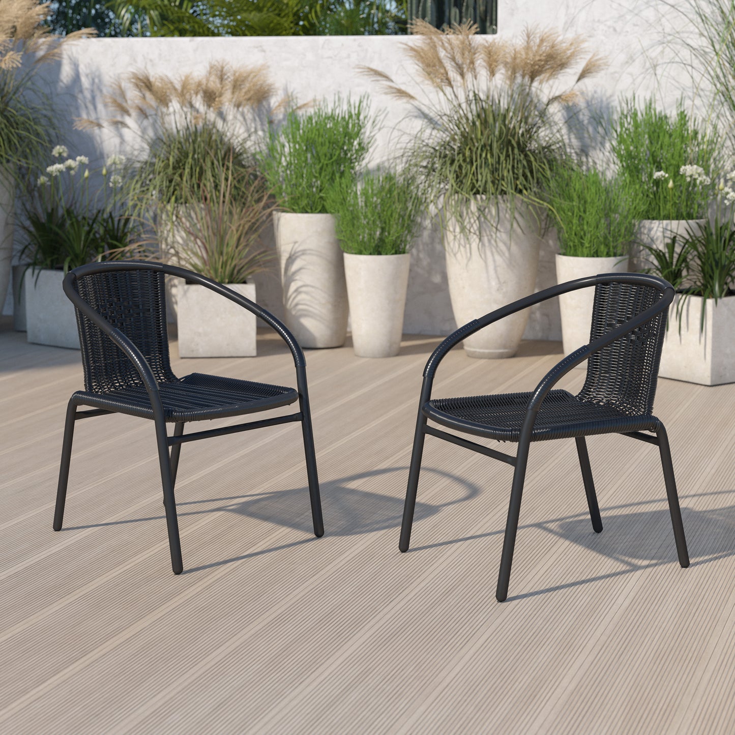 Set of 2 Contemporary Patio Chairs for Indoor and Outdoor Use