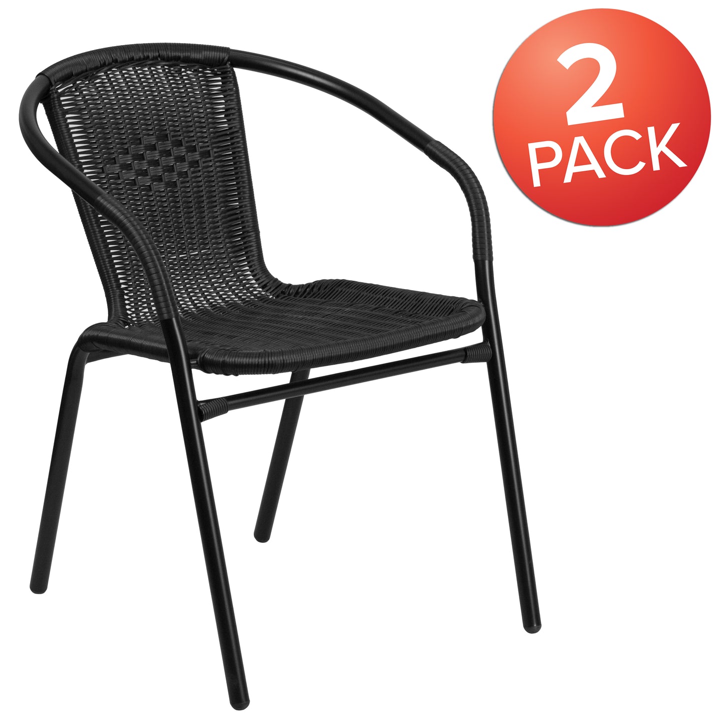 Black Rattan Stack Chair 2-TLH-037-BK-GG