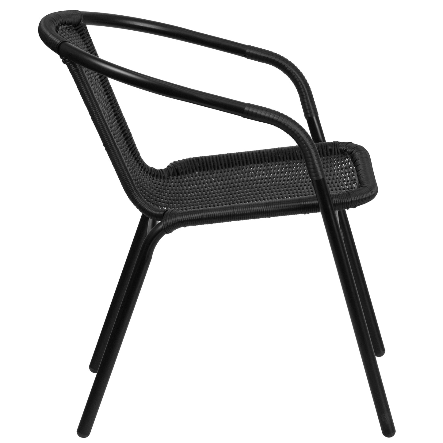 Black Rattan Stack Chair 2-TLH-037-BK-GG