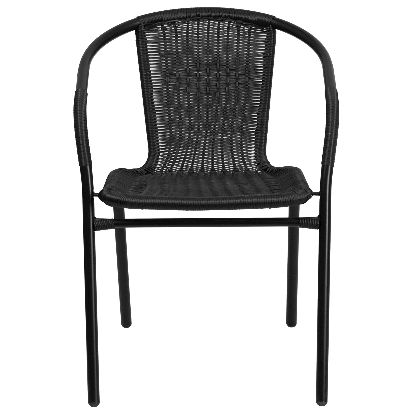 Black Rattan Stack Chair 2-TLH-037-BK-GG