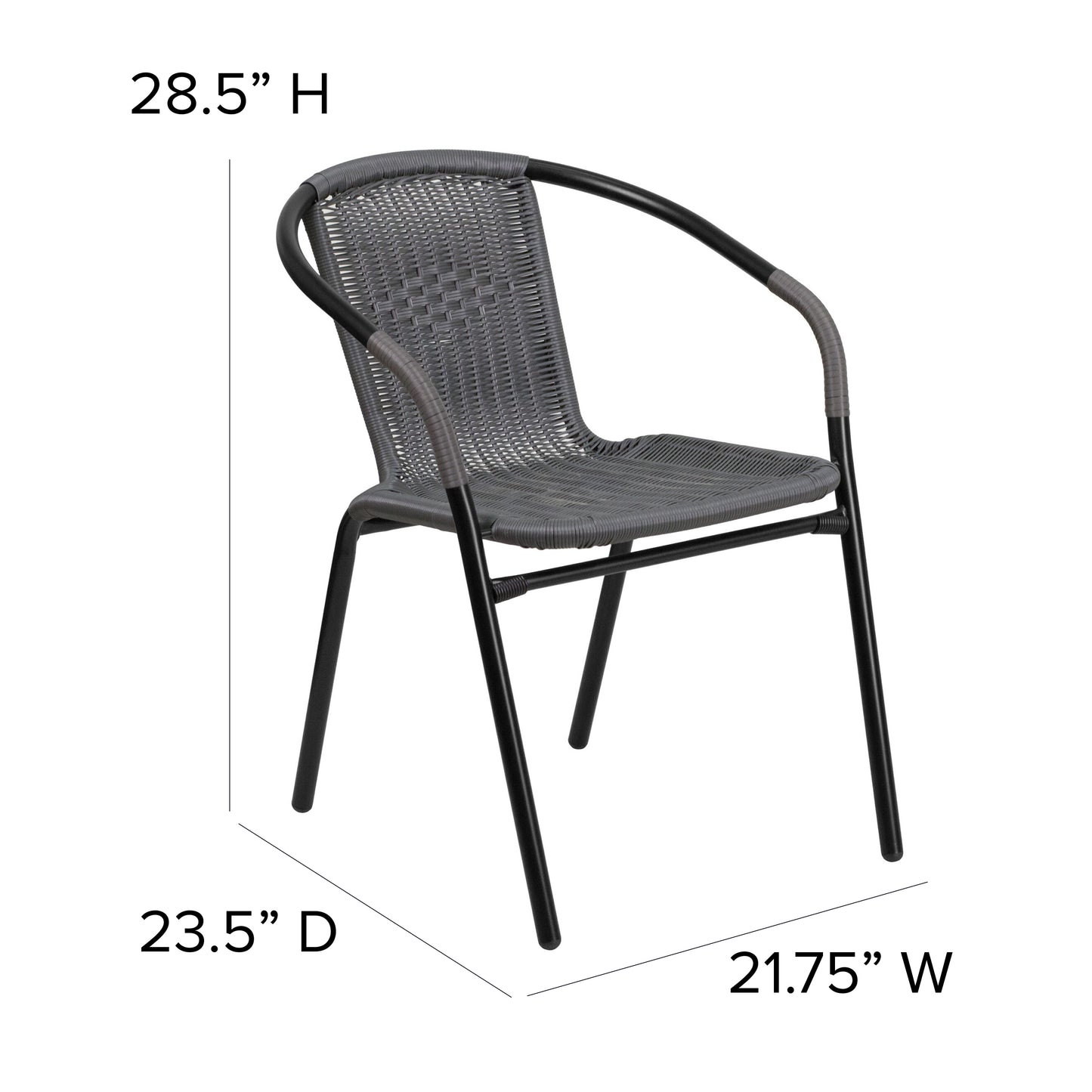 Gray Rattan Stack Chair 2-TLH-037-GY-GG