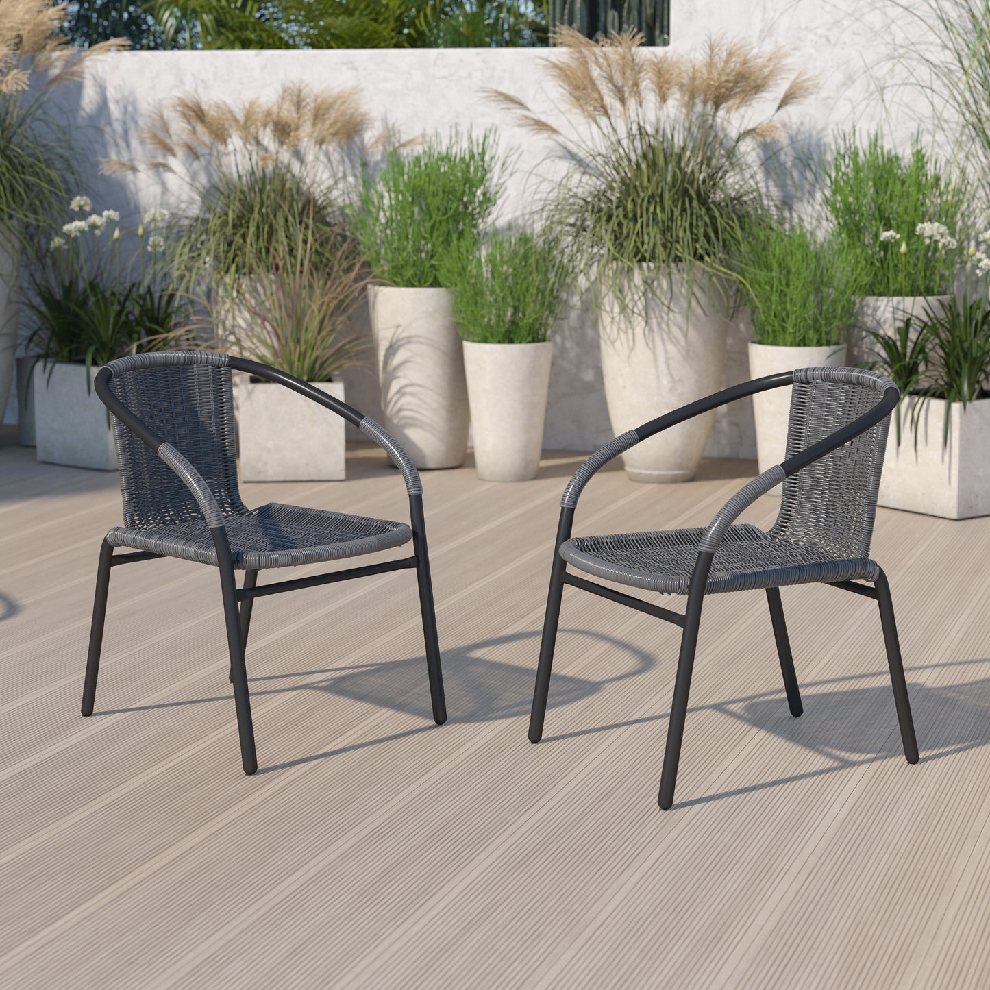 Set of 2 Contemporary Patio Chairs for Indoor and Outdoor Use