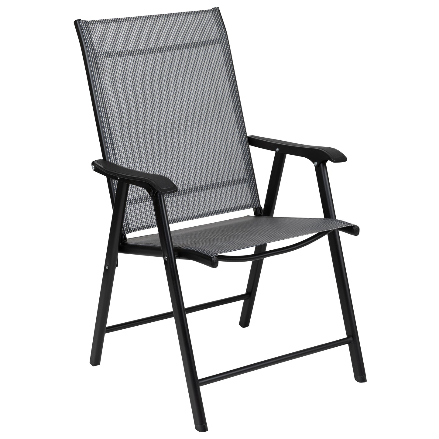 2PK GY/BK Folding Patio Chair 2-TLH-SC-044-B-GG