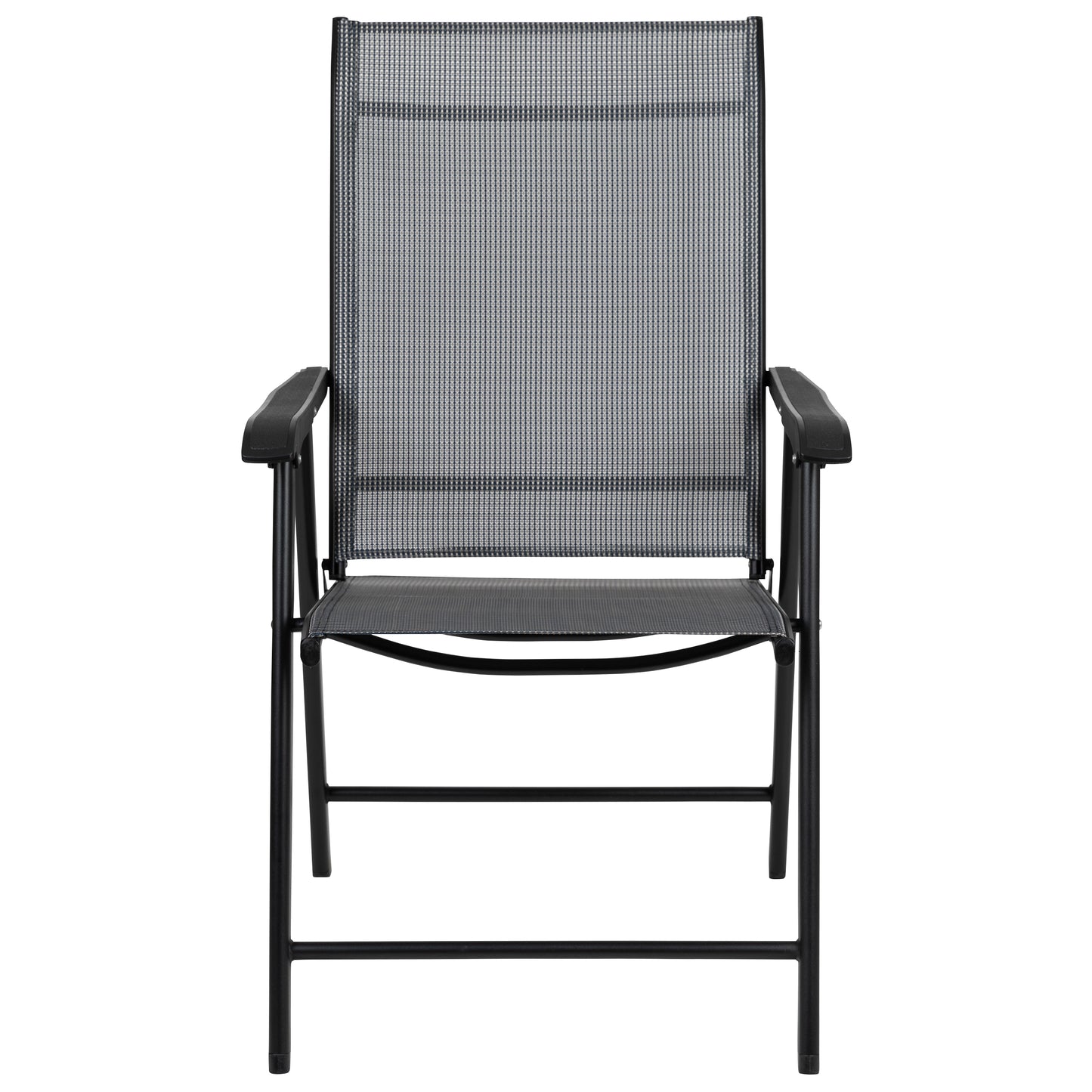 2PK GY/BK Folding Patio Chair 2-TLH-SC-044-B-GG