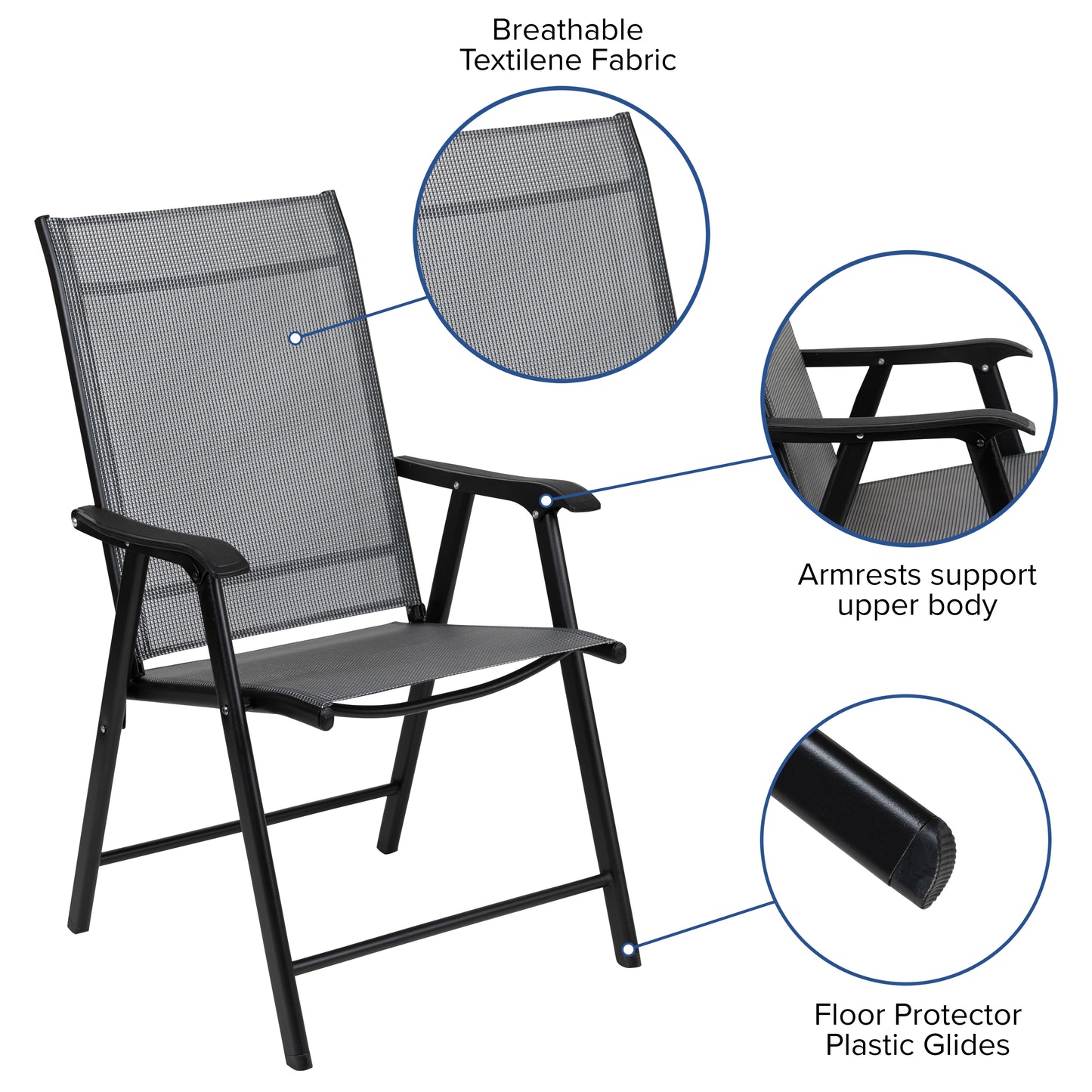 Set of 2 Modern Patio Folding Chairs