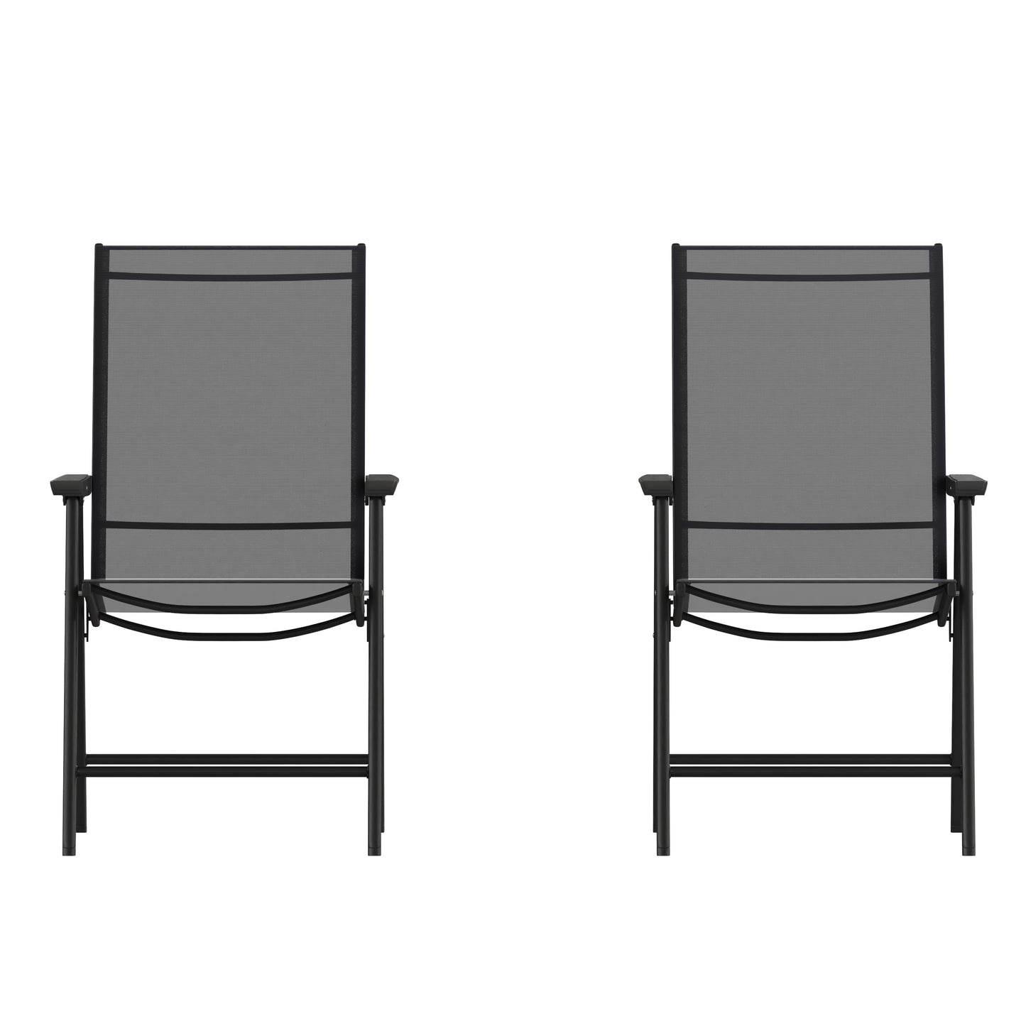 2PK BK/BK Folding Patio Chair 2-TLH-SC-044-BKBK-GG