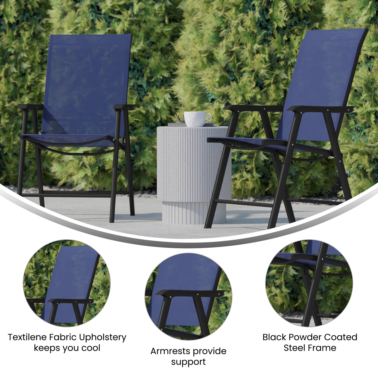 Set of 2 Modern Patio Folding Chairs