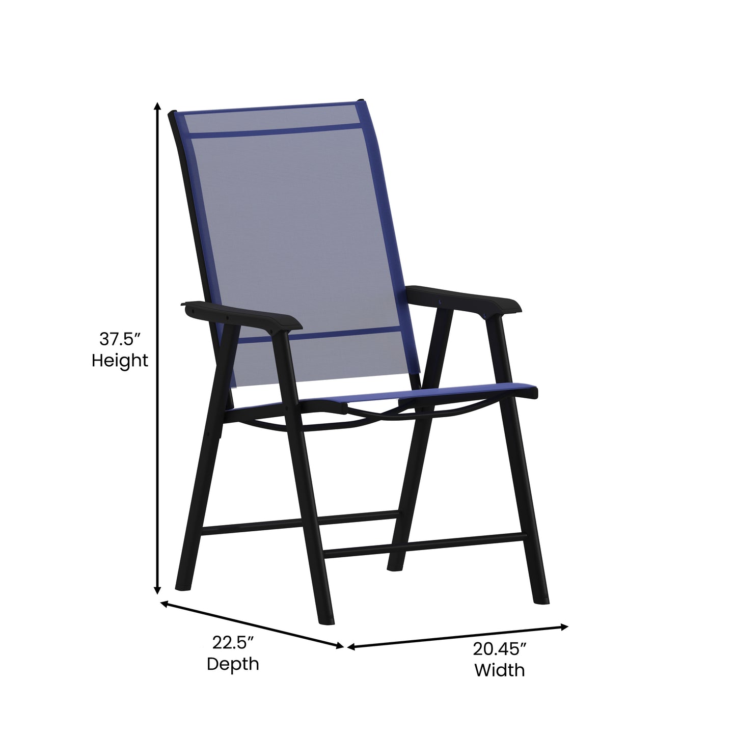 2PK NV/BK Folding Patio Chair 2-TLH-SC-044-NV-GG