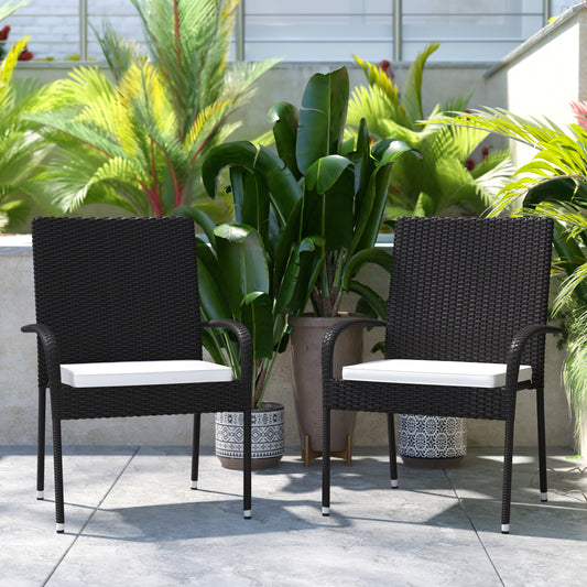 2PK Black Patio Chairs 2-TW-3WBE073-CU01CR-BK-GG