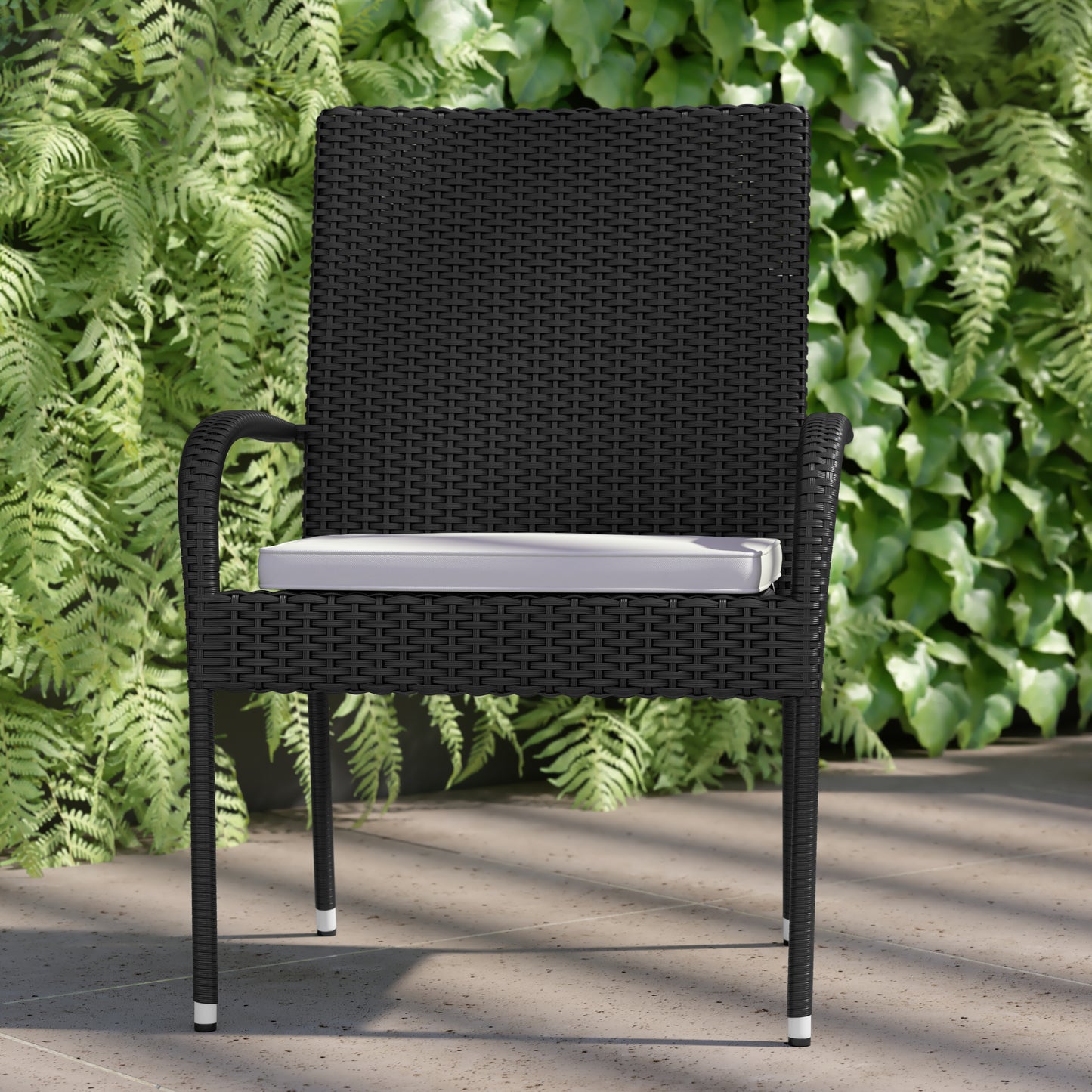 2PK Black Patio Chairs 2-TW-3WBE073-CU01CR-BK-GG