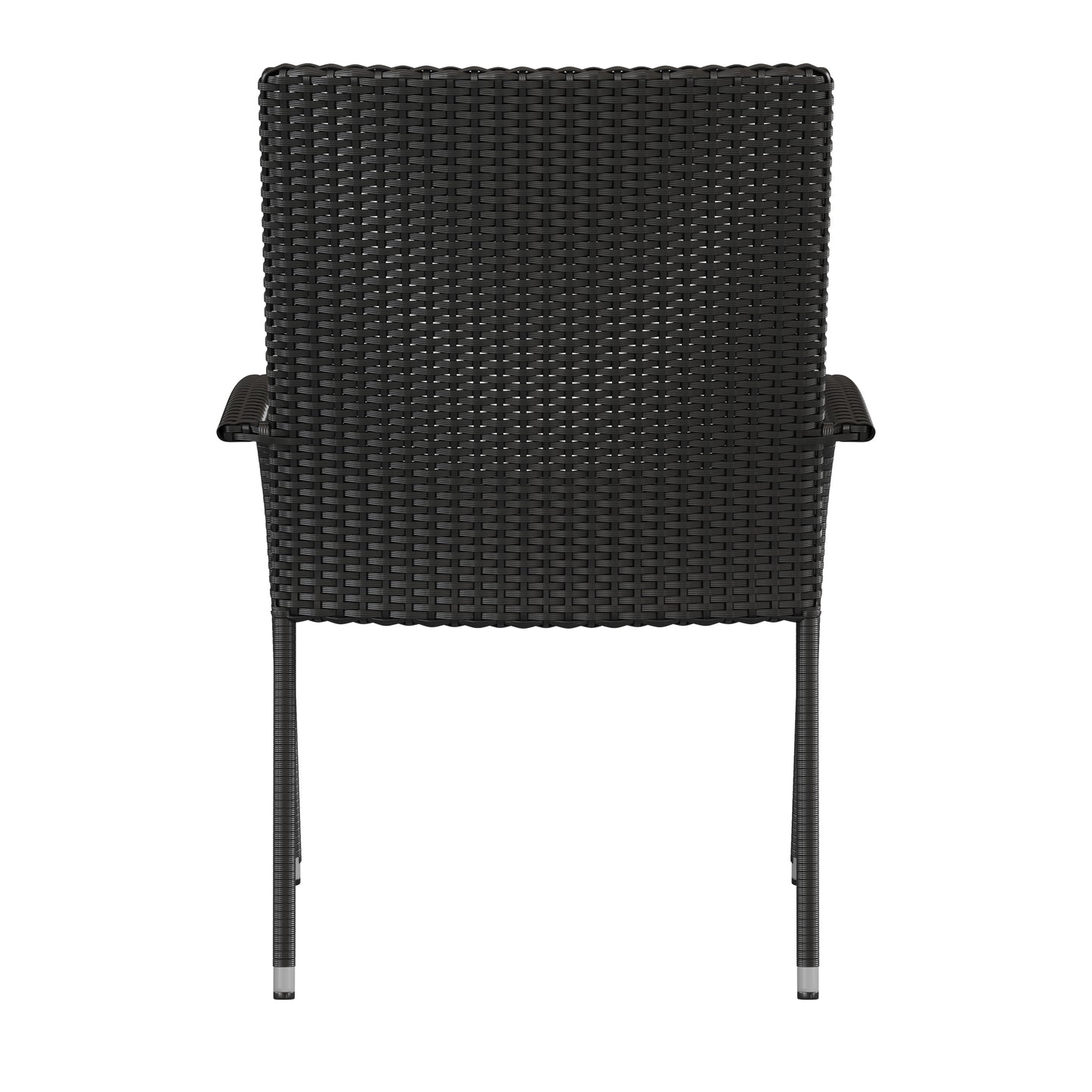 Contemporary Set of 2 Indoor/Outdoor PE Wicker Patio Chairs with Seat Cushions