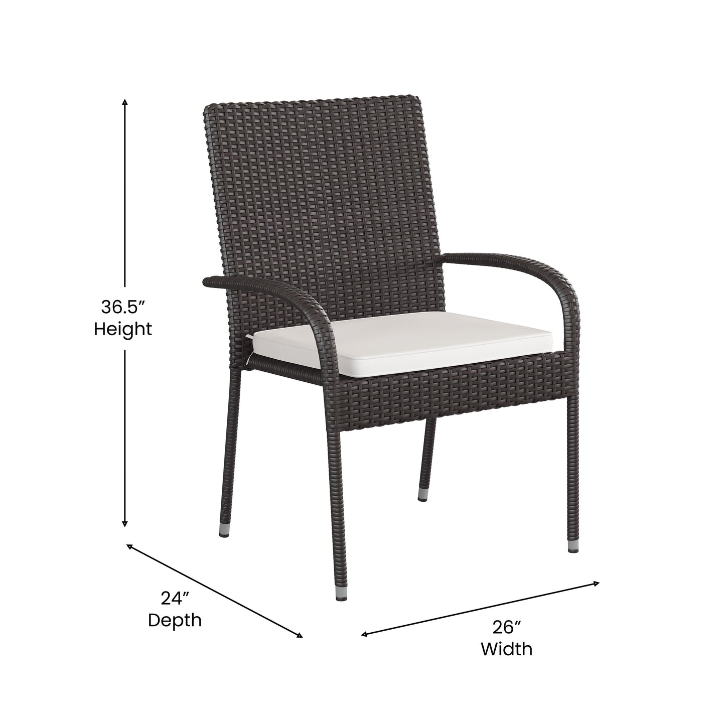 2PK Espresso Patio Chairs 2-TW-3WBE073-CU01CR-ESP-GG