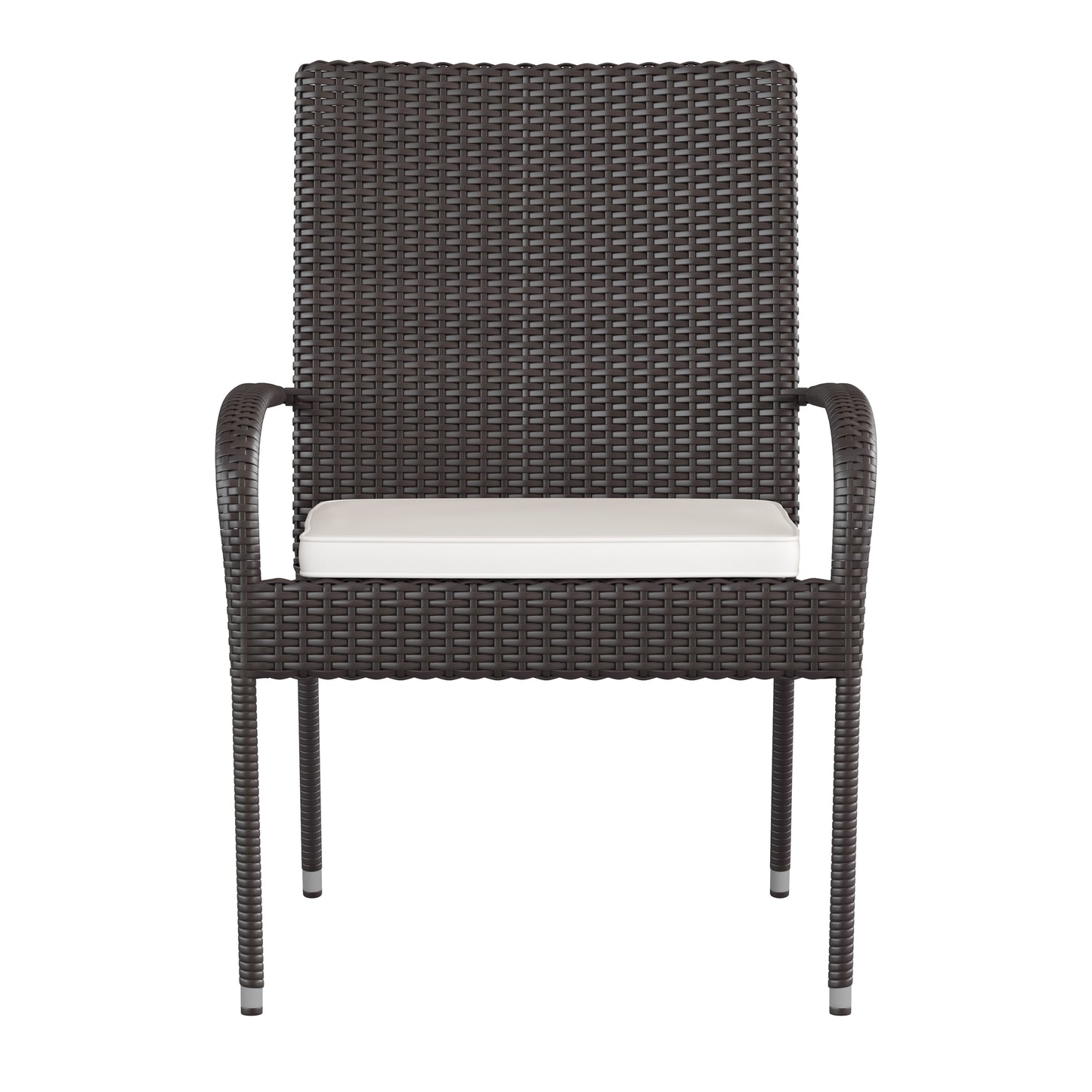 Contemporary Set of 2 Indoor/Outdoor PE Wicker Patio Chairs with Seat Cushions