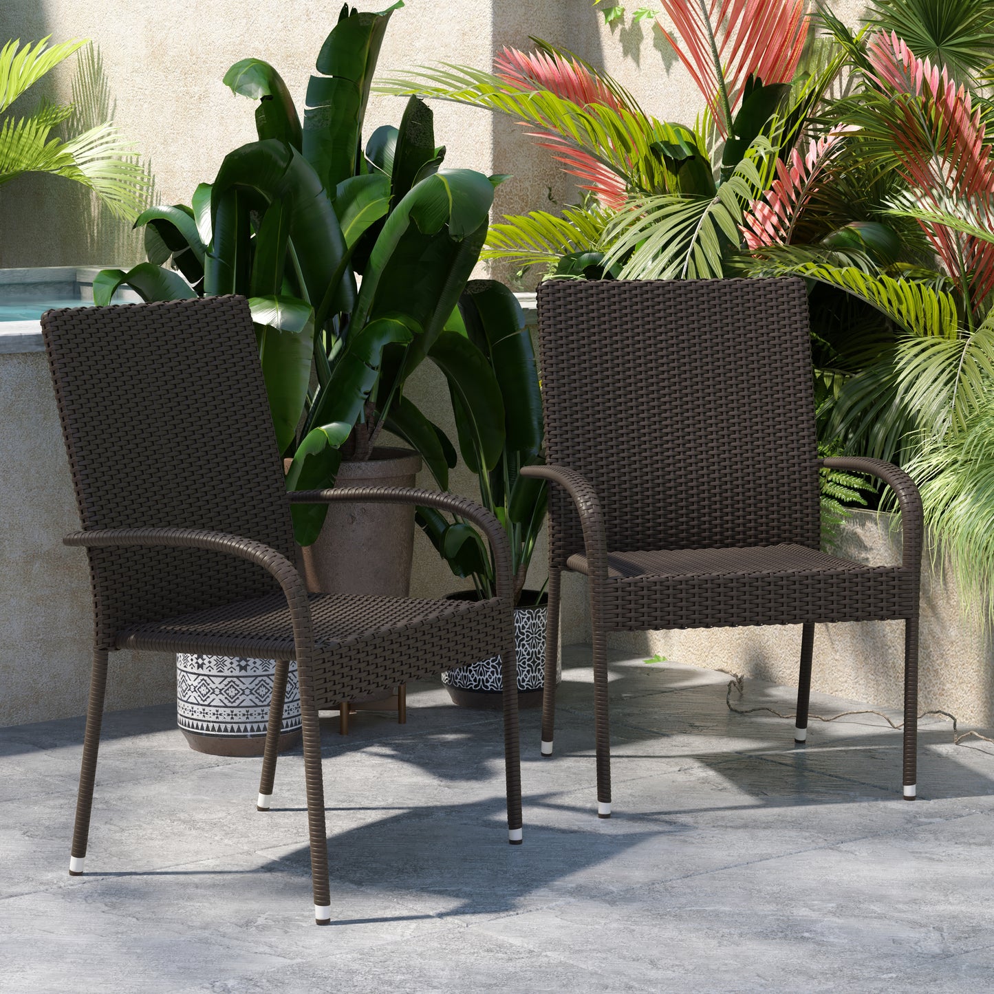 2PK Espresso Patio Armchairs 2-TW-3WBE073-ESP-GG