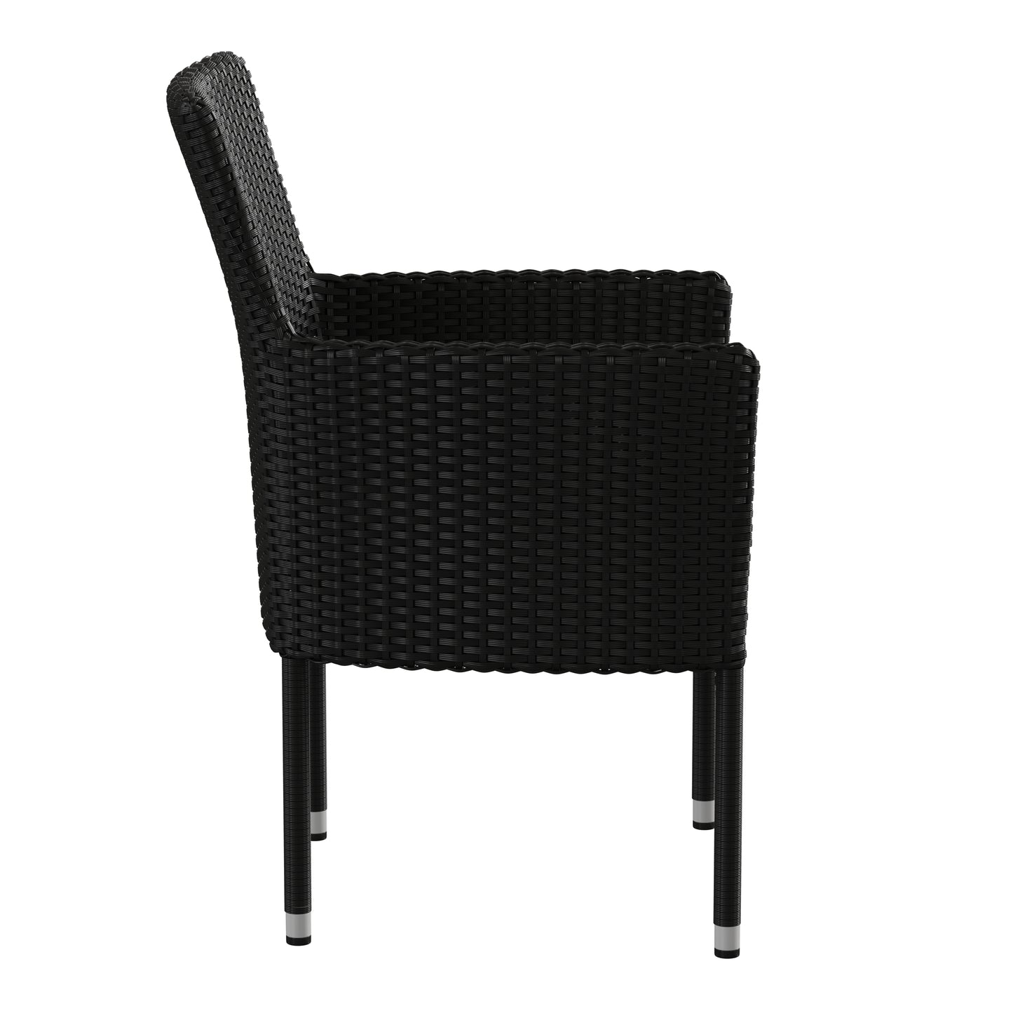 2PK Black Patio Armchairs 2-TW-3WBE074-BK-GG