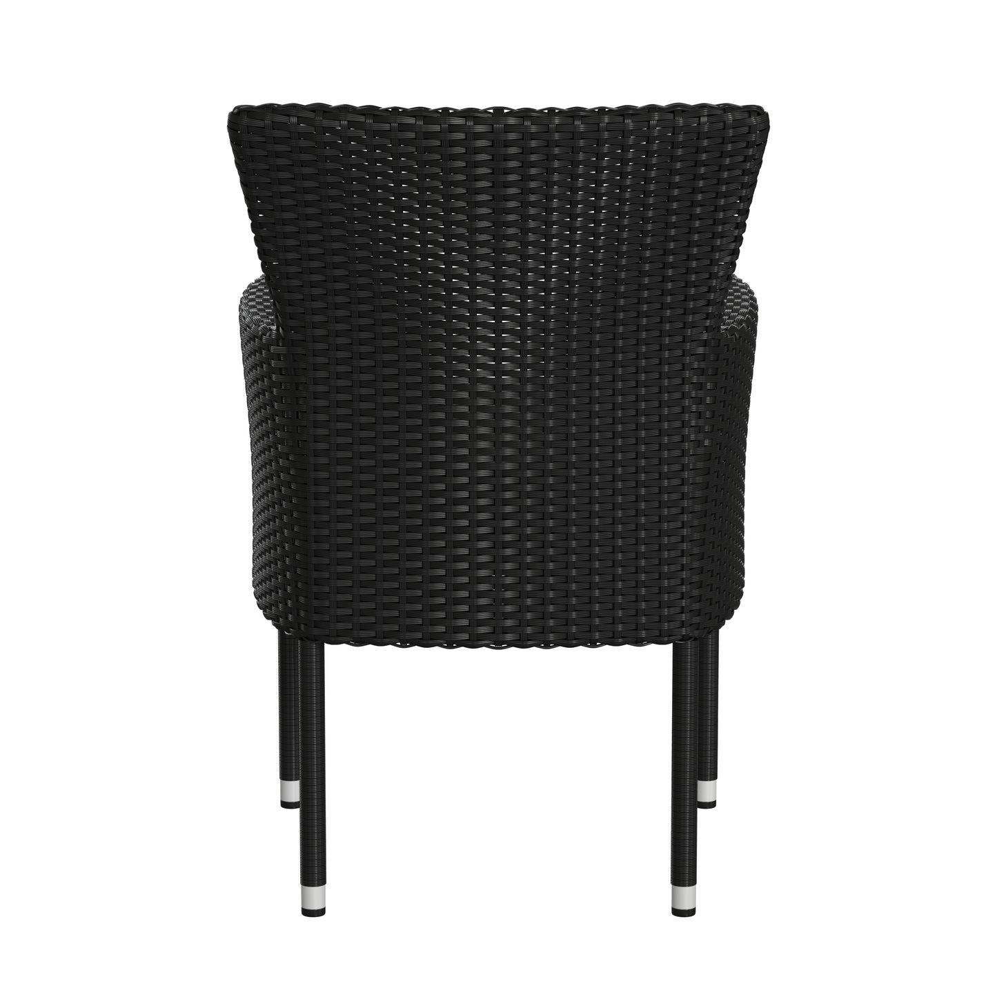 2PK Black Patio Armchairs 2-TW-3WBE074-BK-GG