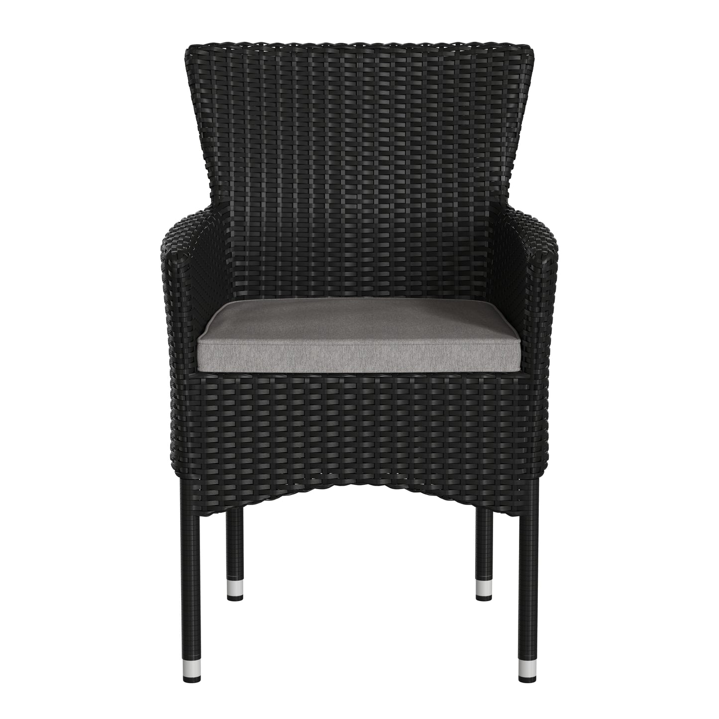 2PK Black Patio Armchairs 2-TW-3WBE074-BK-GG