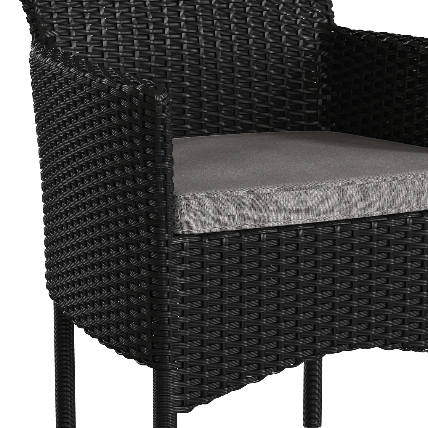 Modern Indoor/Outdoor Wicker Patio Chairs with Cushions - Set of 2