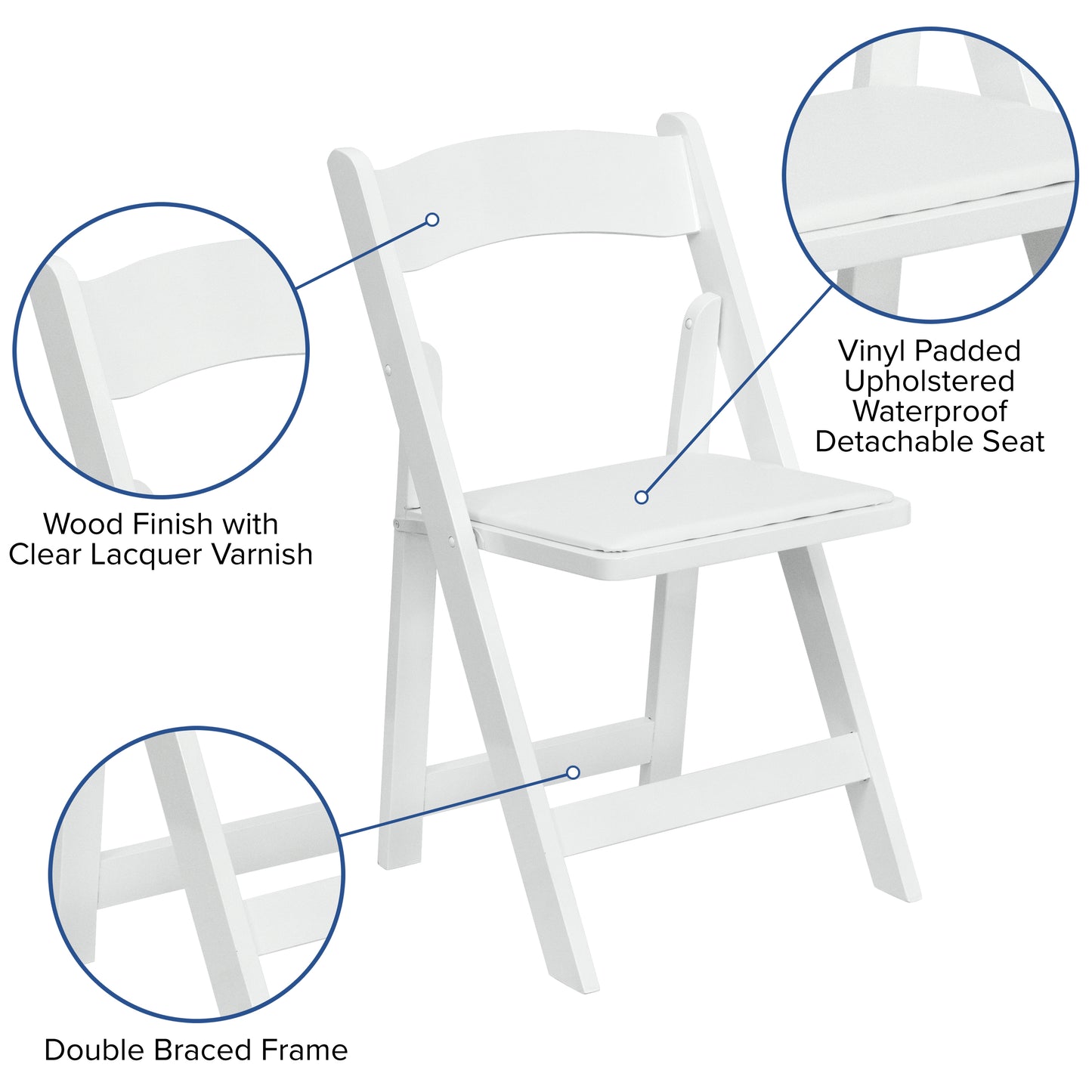 White Wood Folding Chair 2-XF-2901-WH-WOOD-GG