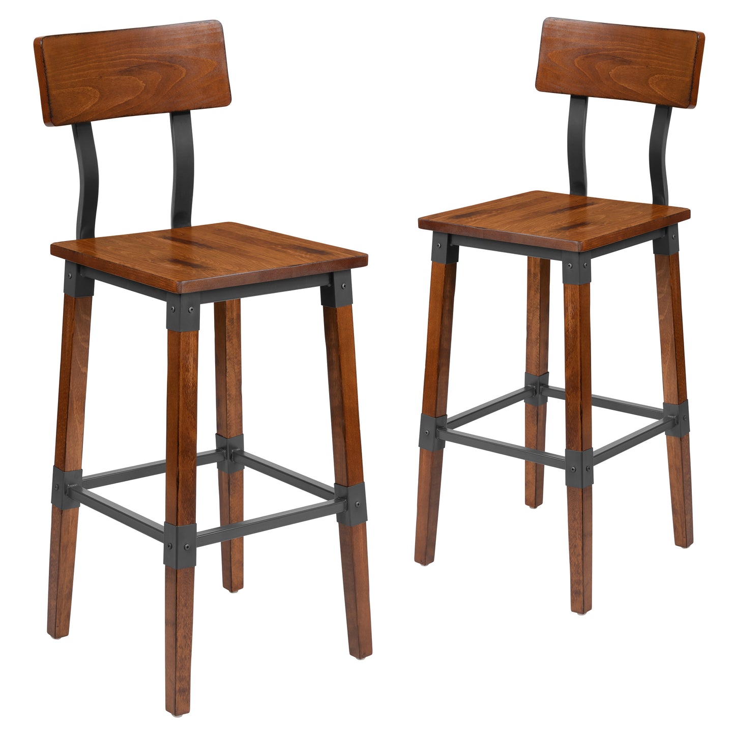 Walnut Wood Dining Barstool 2-XU-DG-W0236B-GG